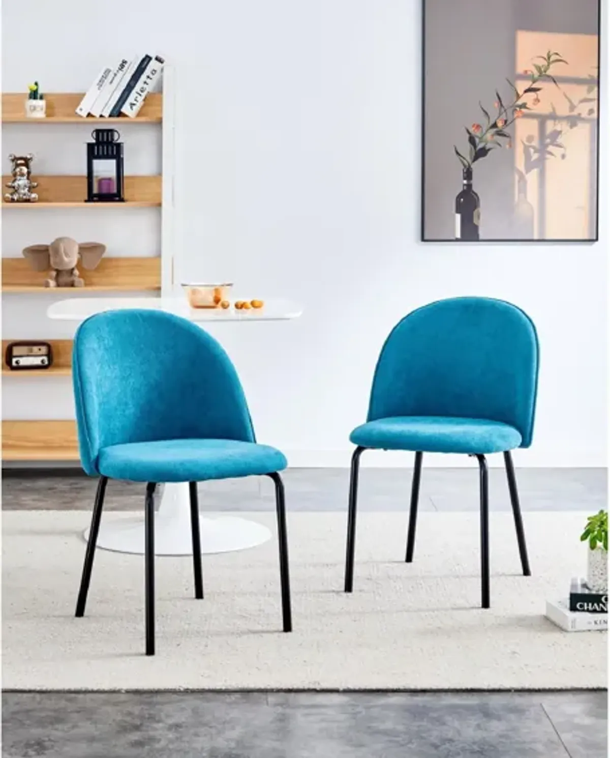 Modern Chair With Iron Tube Legs, Soft Cushions And Comfortable Backrest, Suitable For Dining Room, Living Room, Cafe