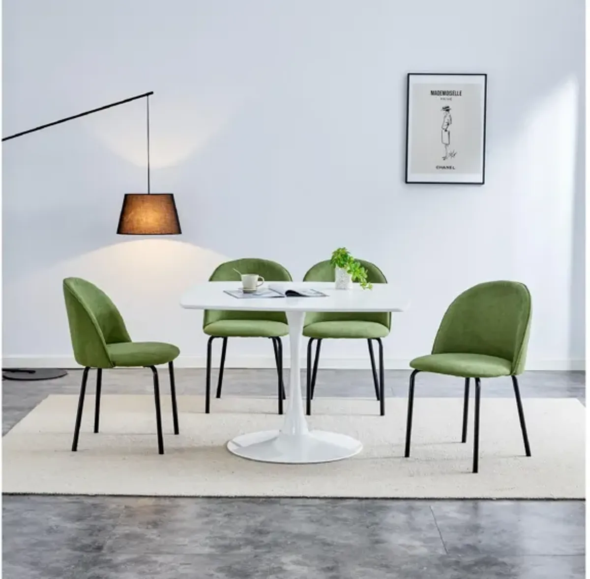 Modern Chair With Iron Tube Legs, Soft Cushions And Comfortable Backrest, Suitable For Dining Room, Living Room, Cafe