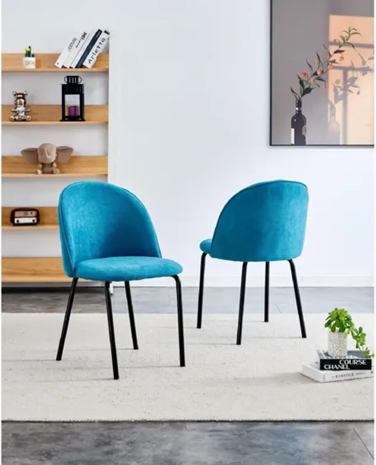 Modern Chair With Iron Tube Legs, Soft Cushions And Comfortable Backrest, Suitable For Dining Room, Living Room, Cafe