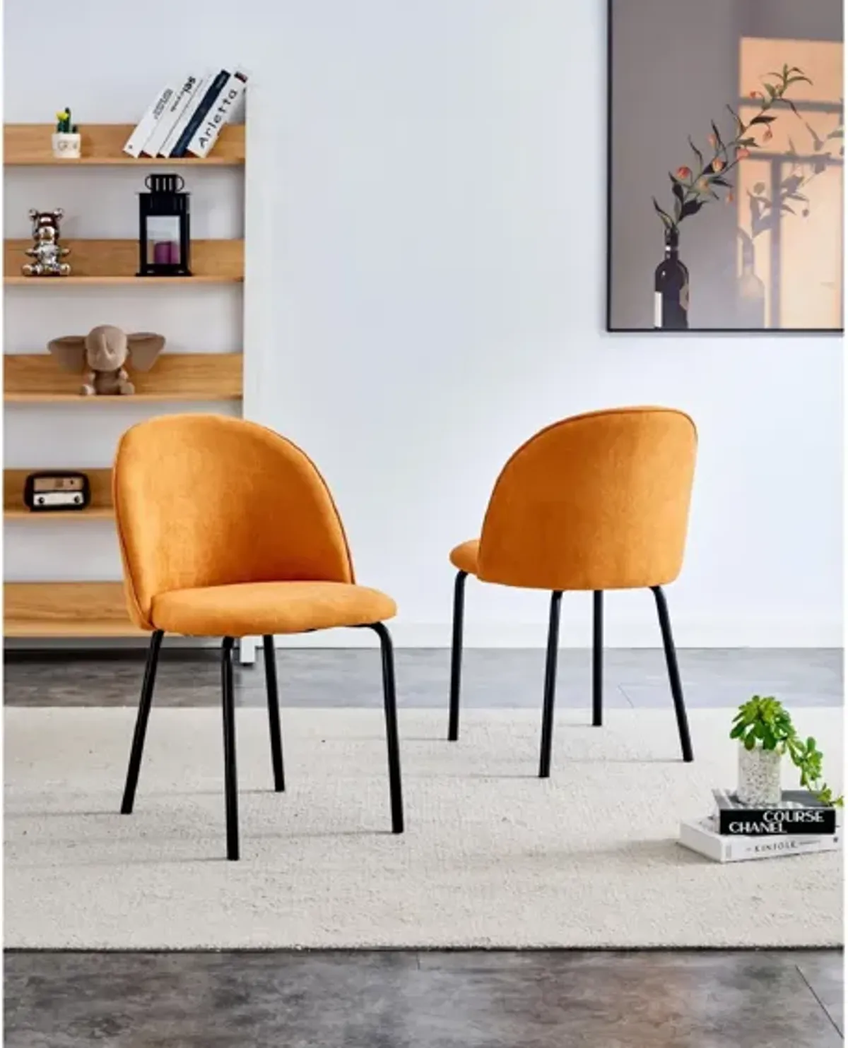 Modern Chair With Iron Tube Legs, Soft Cushions And Comfortable Backrest, Suitable For Dining Room, Living Room, Cafe