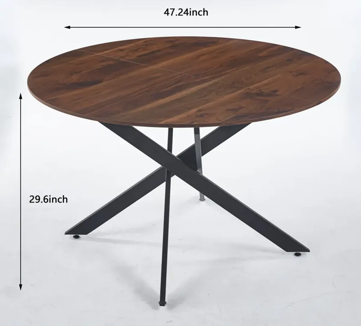 Mid-Century Dining Table For 4 - 6 People With Round MDF Table Top, Pedestal Dining Table, End Table Leisure Coffee Table, Cross Leg