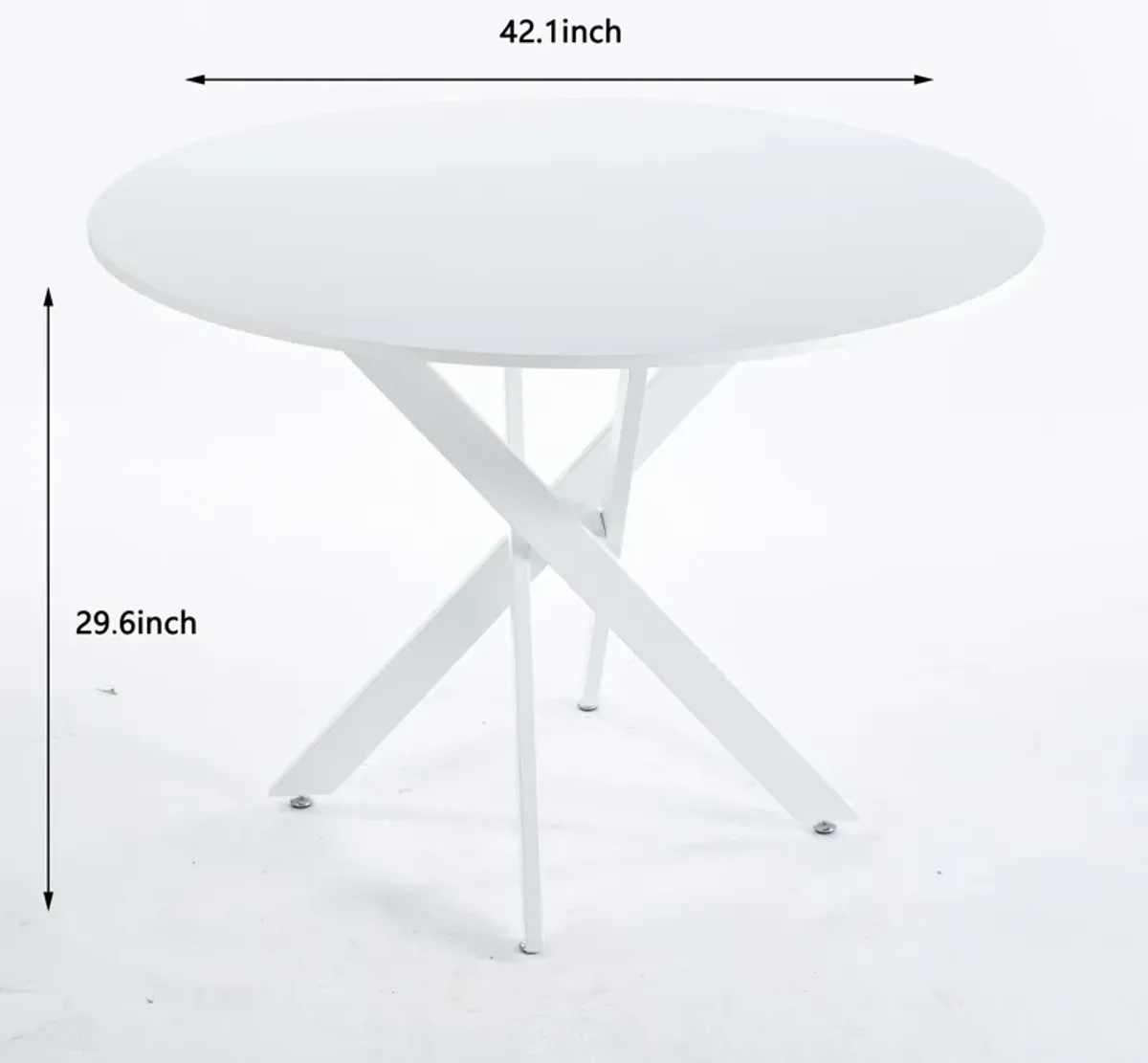 Mid-Century Dining Table For 4 - 6 People With Round MDF Table Top, Pedestal Dining Table, End Table Leisure Coffee Table, Cross Leg