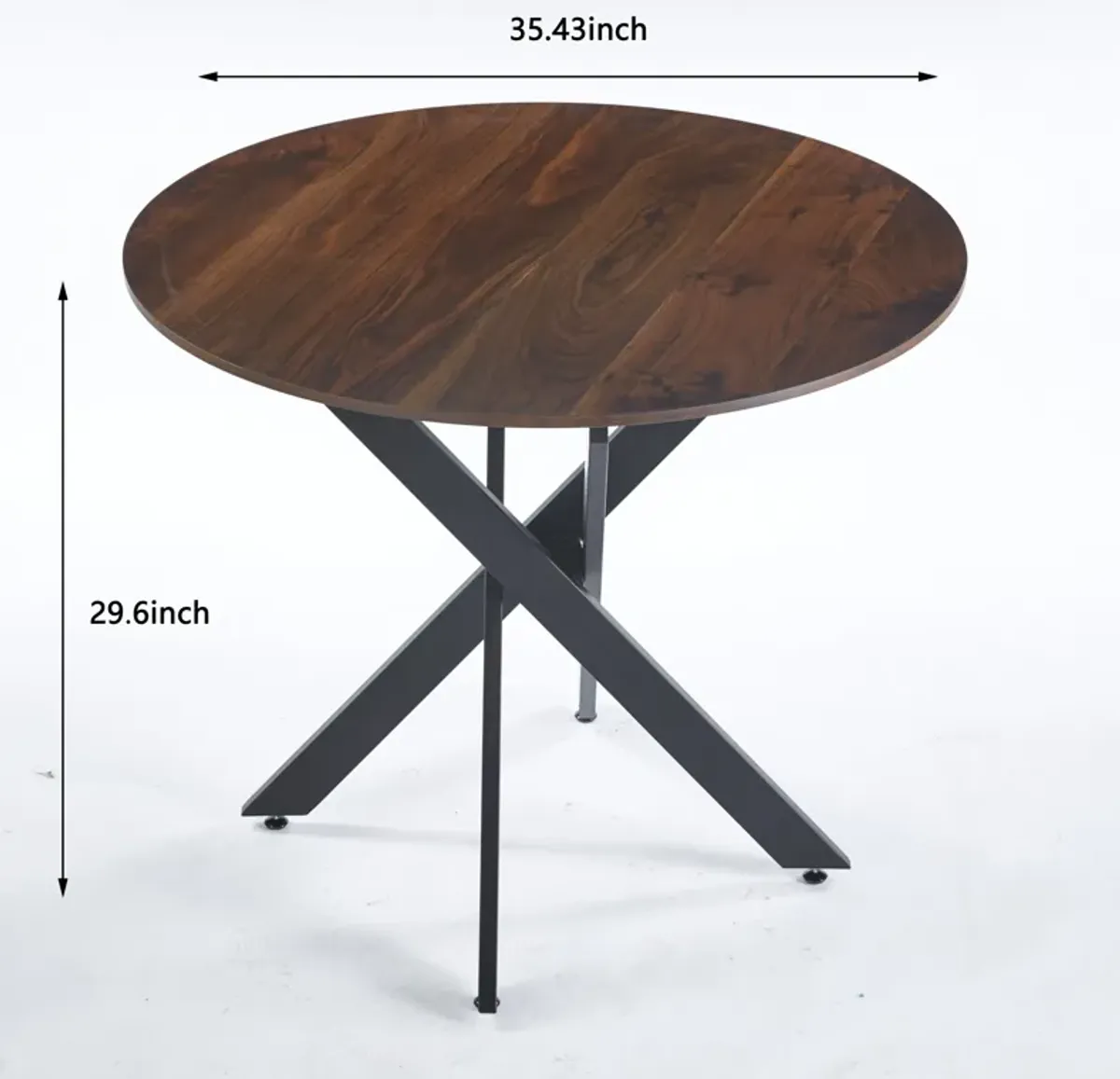 Mid-Century Dining Table For 4 - 6 People With Round MDF Table Top, Pedestal Dining Table, End Table Leisure Coffee Table, Cross Leg