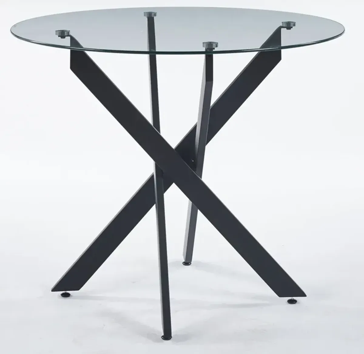 Dining Table With Cross Metal Leg And Tempered Glass, Modern Space Saving Kitchen Table For Living Room