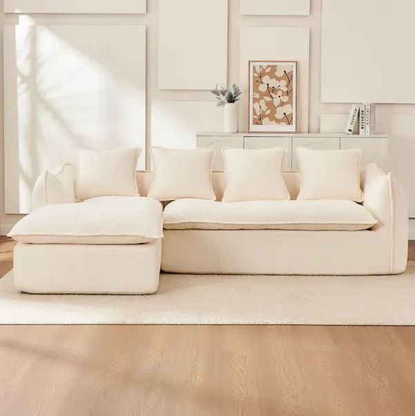 Sofa Deep Seat Sofa 3 Seater For Living Room Oversized Comfy Sofa L - Shape Sofa Couch With Chaise Home Furniture Sleeper Sectional Sofa For Apartment, Office Left Hand Facing