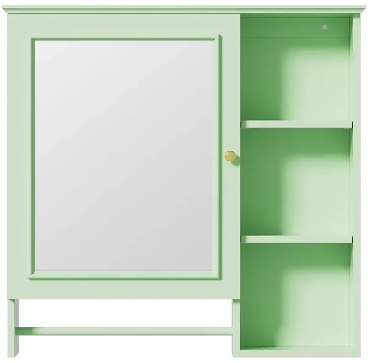 Wall Mounted Bathroom Storage Cabinet, Medicine Cabinets With Large Mirror Door, Adjustable Shelves And Three Open Storage Levels(Not Include Bathroom Vanity)