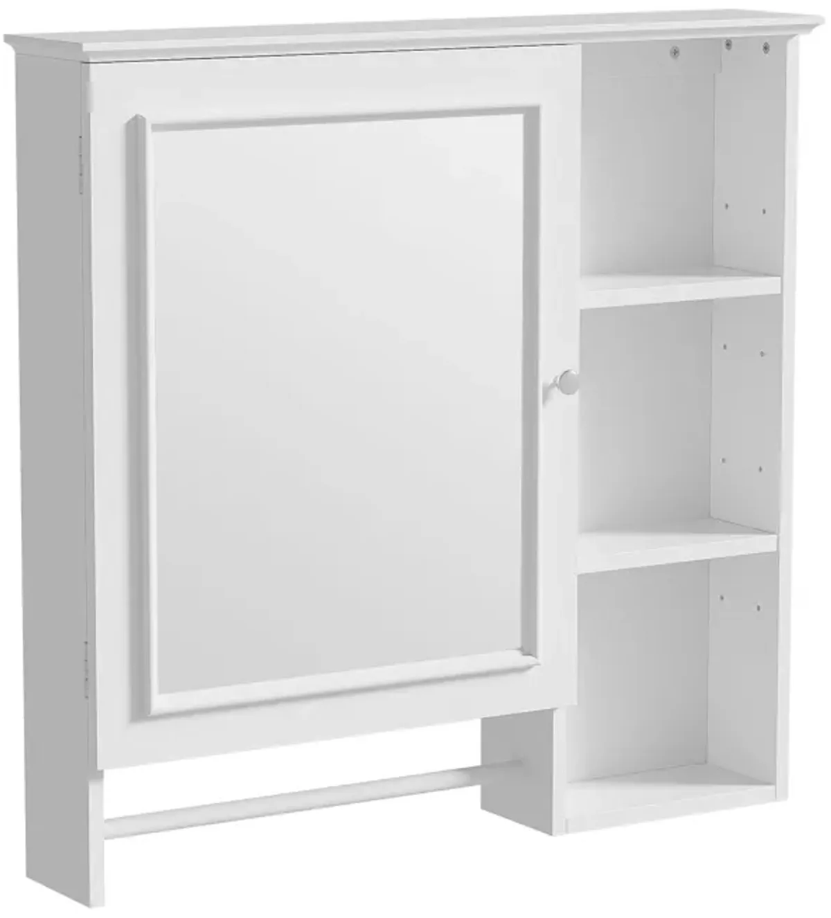 Wall Mounted Bathroom Storage Cabinet, Medicine Cabinets With Large Mirror Door, Adjustable Shelves And Three Open Storage Levels(Not Include Bathroom Vanity)