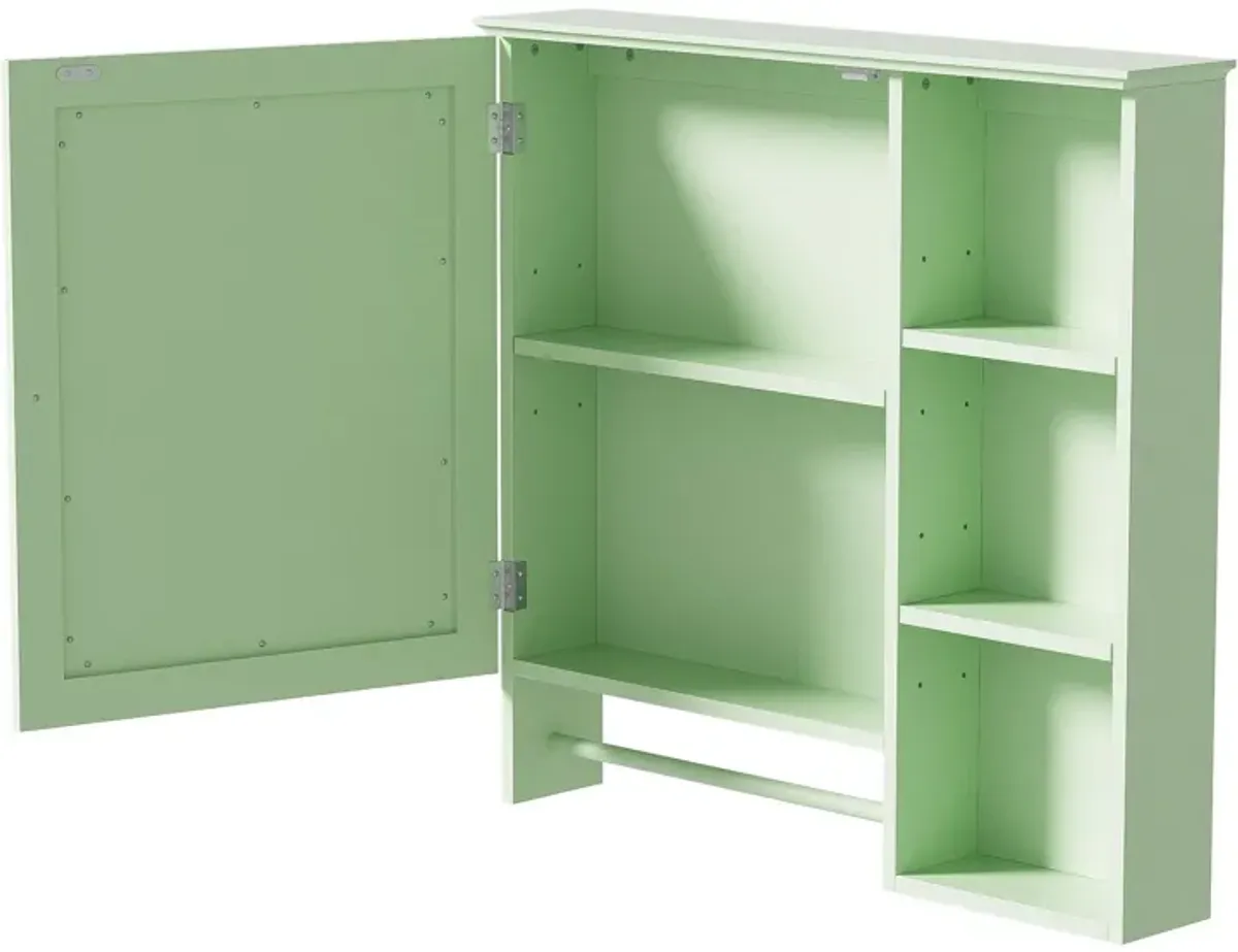 Wall Mounted Bathroom Storage Cabinet, Medicine Cabinets With Large Mirror Door, Adjustable Shelves And Three Open Storage Levels(Not Include Bathroom Vanity)