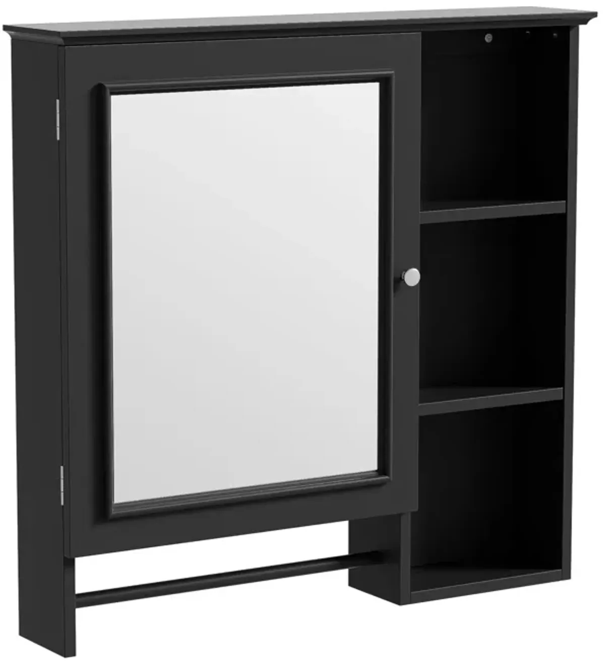 Wall Mounted Bathroom Storage Cabinet, Medicine Cabinets With Large Mirror Door, Adjustable Shelves And Three Open Storage Levels(Not Include Bathroom Vanity)