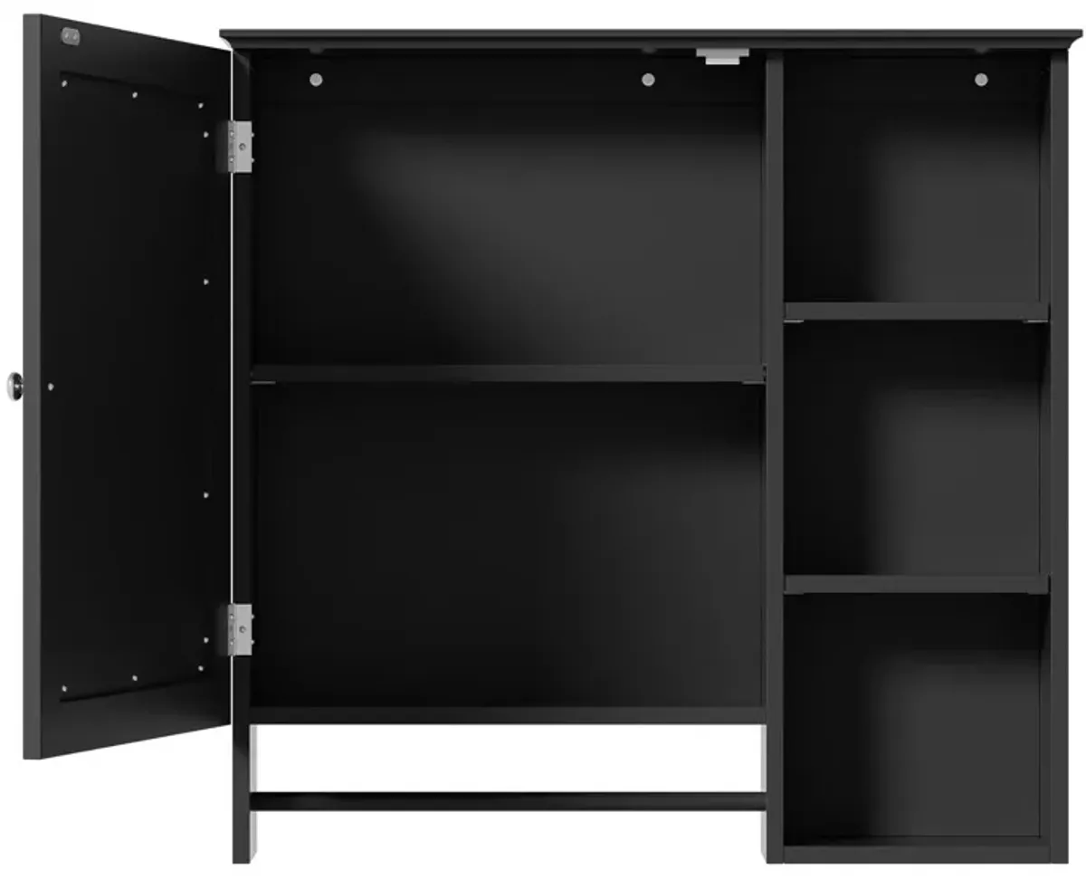 Wall Mounted Bathroom Storage Cabinet, Medicine Cabinets With Large Mirror Door, Adjustable Shelves And Three Open Storage Levels(Not Include Bathroom Vanity)