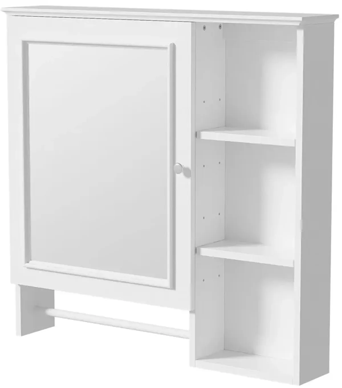 Wall Mounted Bathroom Storage Cabinet, Medicine Cabinets With Large Mirror Door, Adjustable Shelves And Three Open Storage Levels(Not Include Bathroom Vanity)