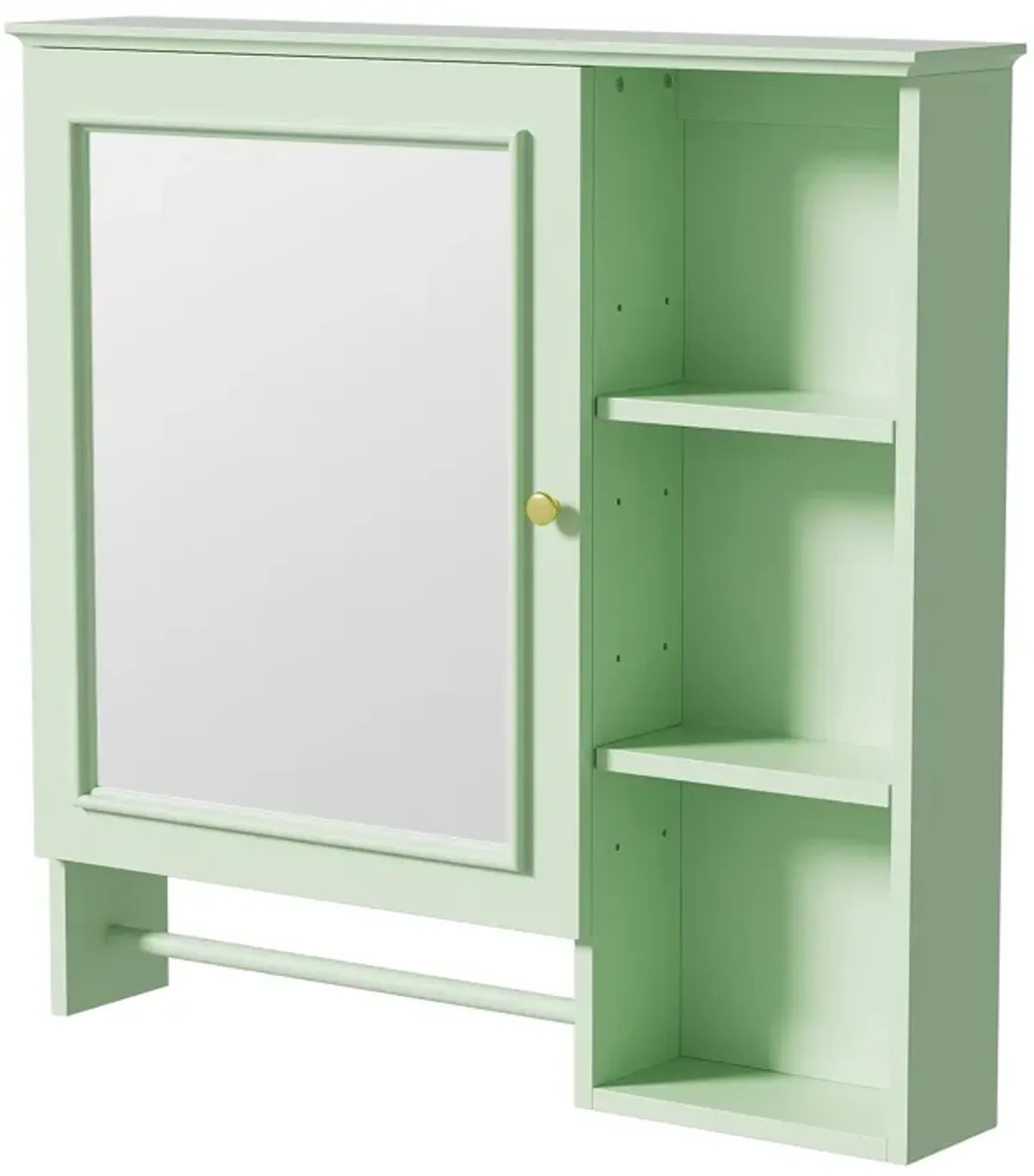 Wall Mounted Bathroom Storage Cabinet, Medicine Cabinets With Large Mirror Door, Adjustable Shelves And Three Open Storage Levels(Not Include Bathroom Vanity)