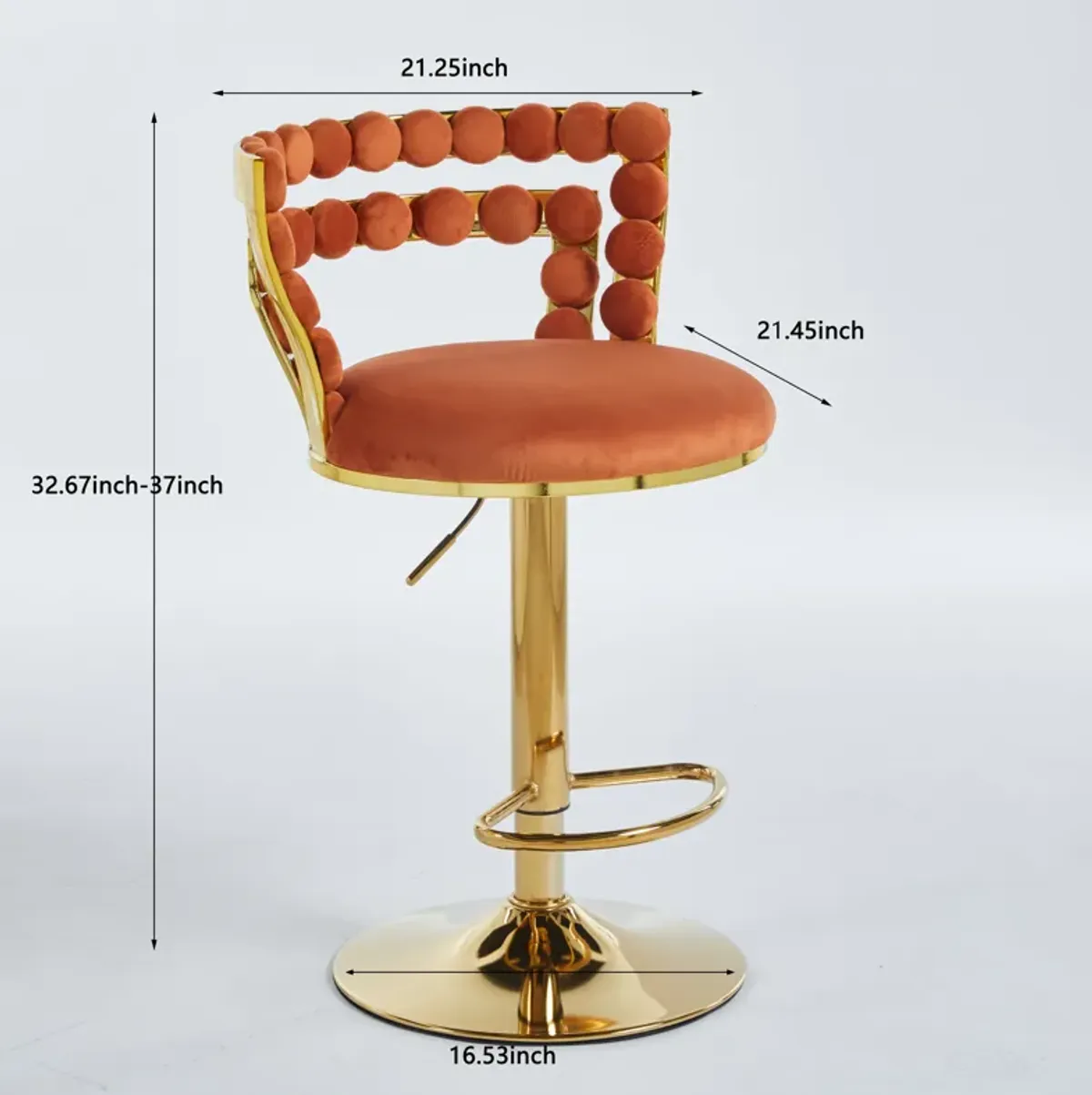 Modern Bar Chair With Iron Tube Legs, Soft Cushions And Comfortable Backrest, Suitable For Dining Room, Living Room, Cafe, Hairball Back, Bar Stool