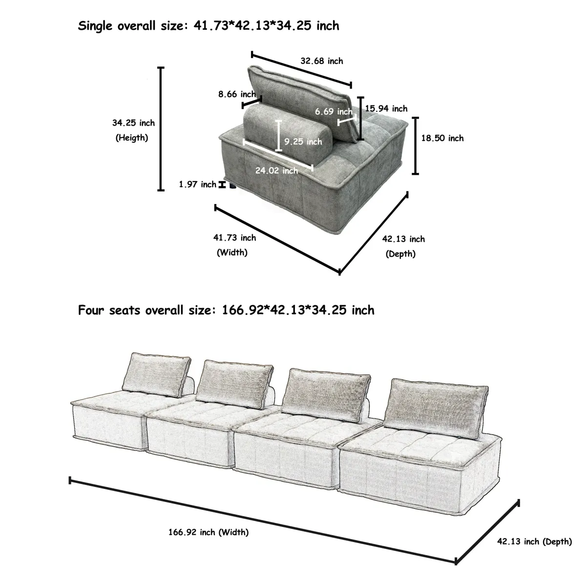 Luxury L-Shaped Modular Sofa With Hidden Legs, Adjustable Cushions, And Spring Seats - Perfect For Modern Living Room