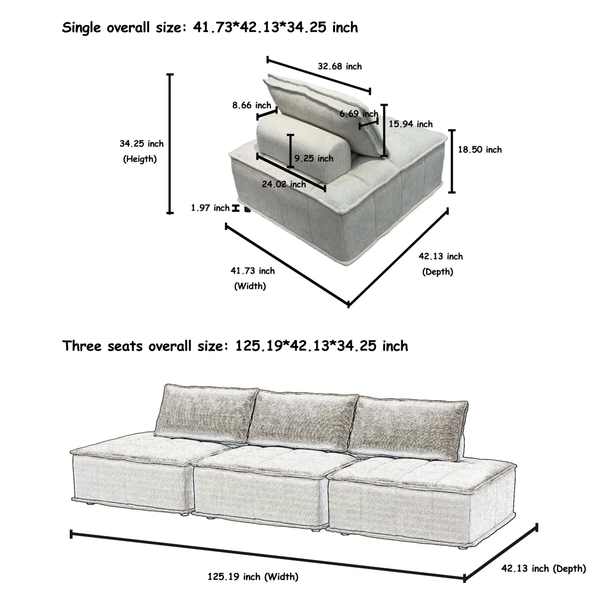 Luxury L-Shaped Modular Sofa With Hidden Legs, Adjustable Cushions, And Spring Seats - Perfect For Modern Living Room