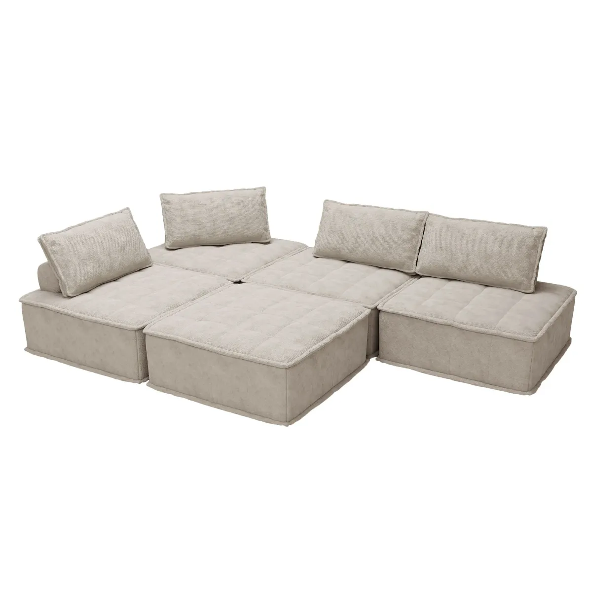 Luxury L-Shaped Modular Sofa With Hidden Legs, Adjustable Cushions, And Spring Seats - Perfect For Modern Living Room