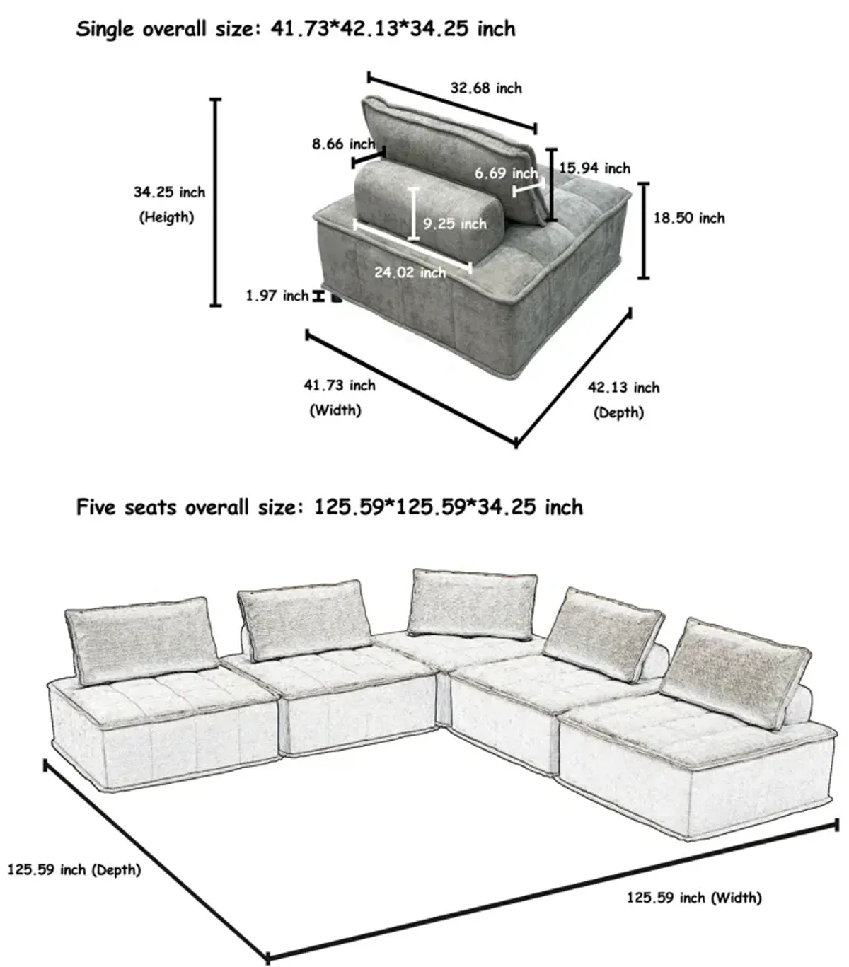 Luxury L-Shaped Modular Sofa With Hidden Legs, Adjustable Cushions, And Spring Seats - Perfect For Modern Living Room