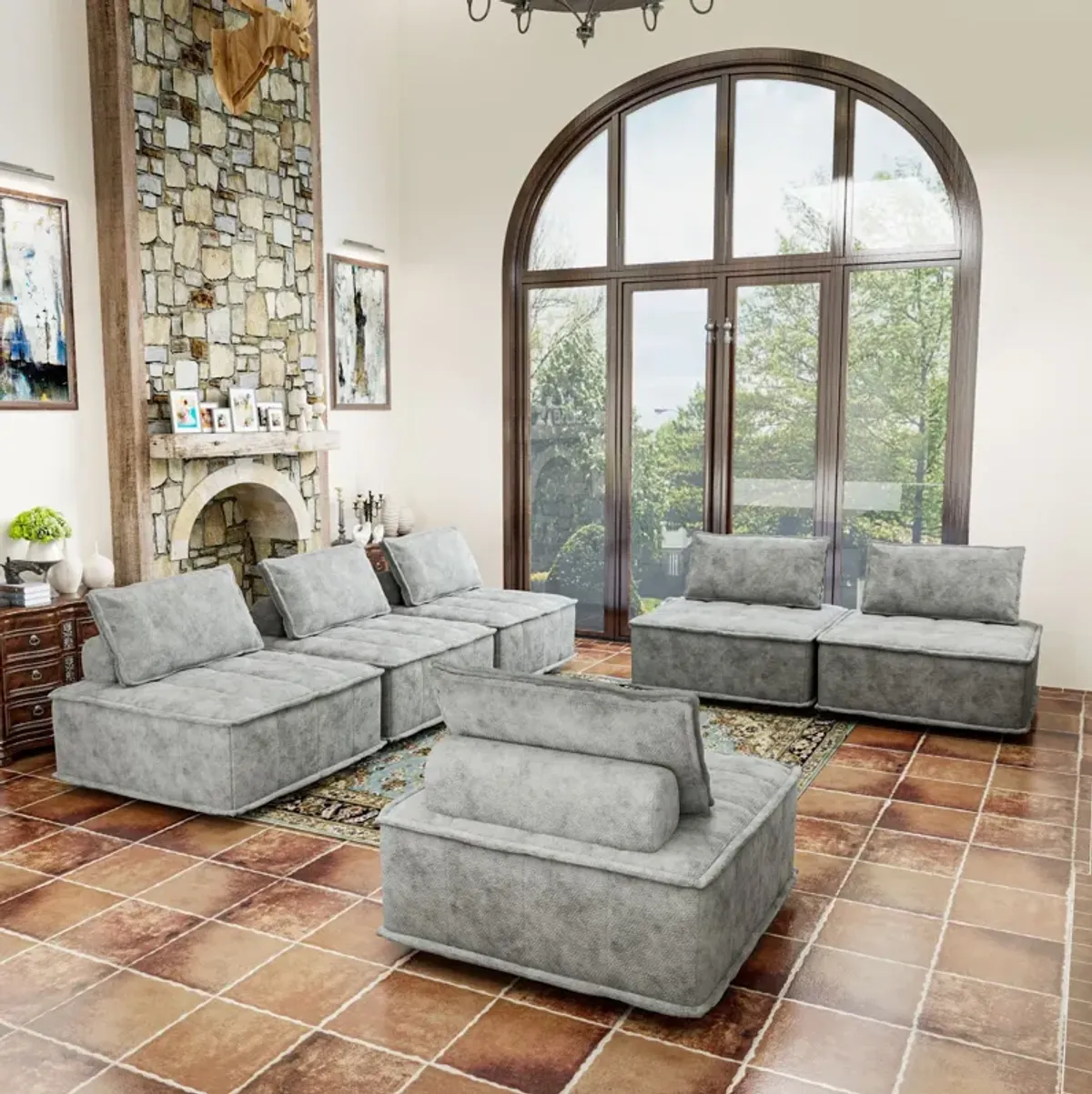 Luxury L-Shaped Modular Sofa With Hidden Legs, Adjustable Cushions, And Spring Seats - Perfect For Modern Living Room