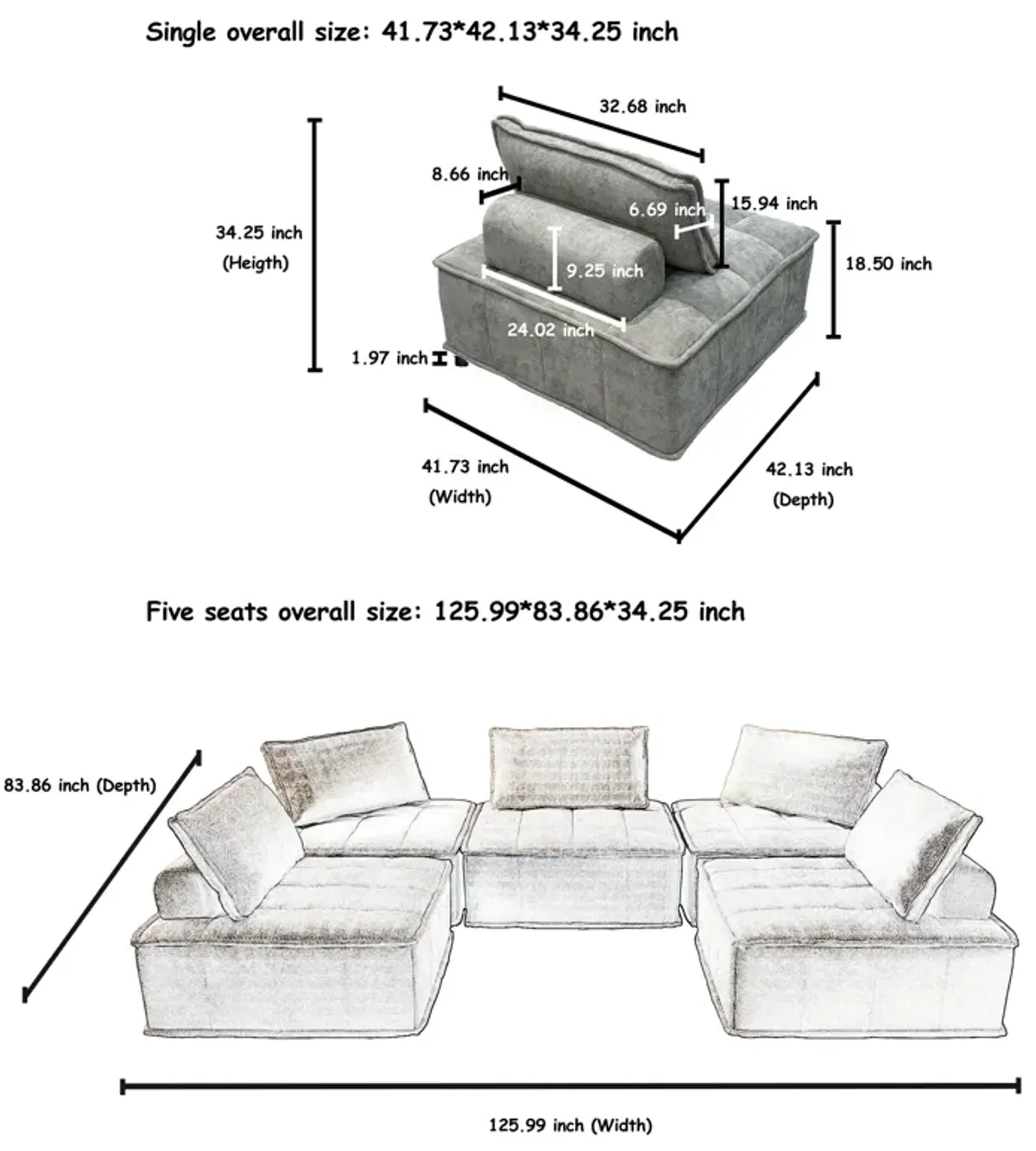 Luxury L-Shaped Modular Sofa With Hidden Legs, Adjustable Cushions, And Spring Seats - Perfect For Modern Living Room