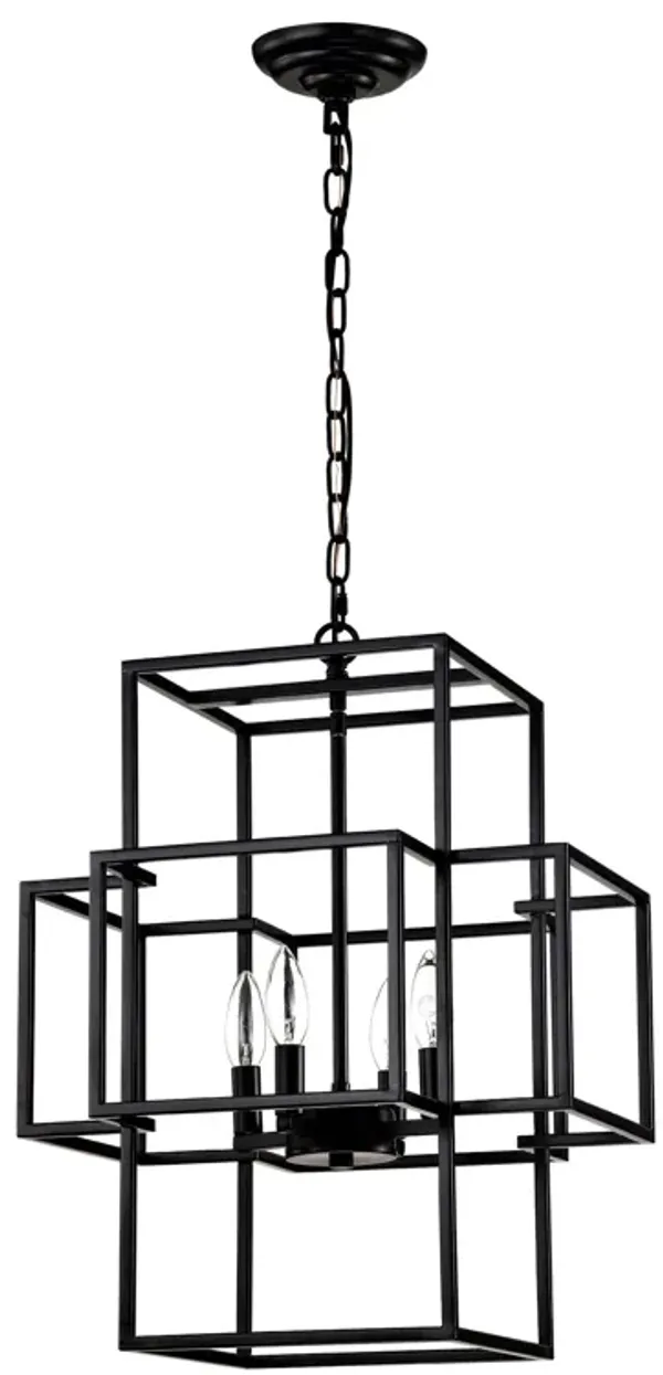 4 Light Metal Lantern Tiered Pendant Hanging Light Fixtures, Industrial Farmhouse Adjustable Height Chandeliers For Dining Room Hallway Foyer Entryway (E12 Bulbs Not Included)