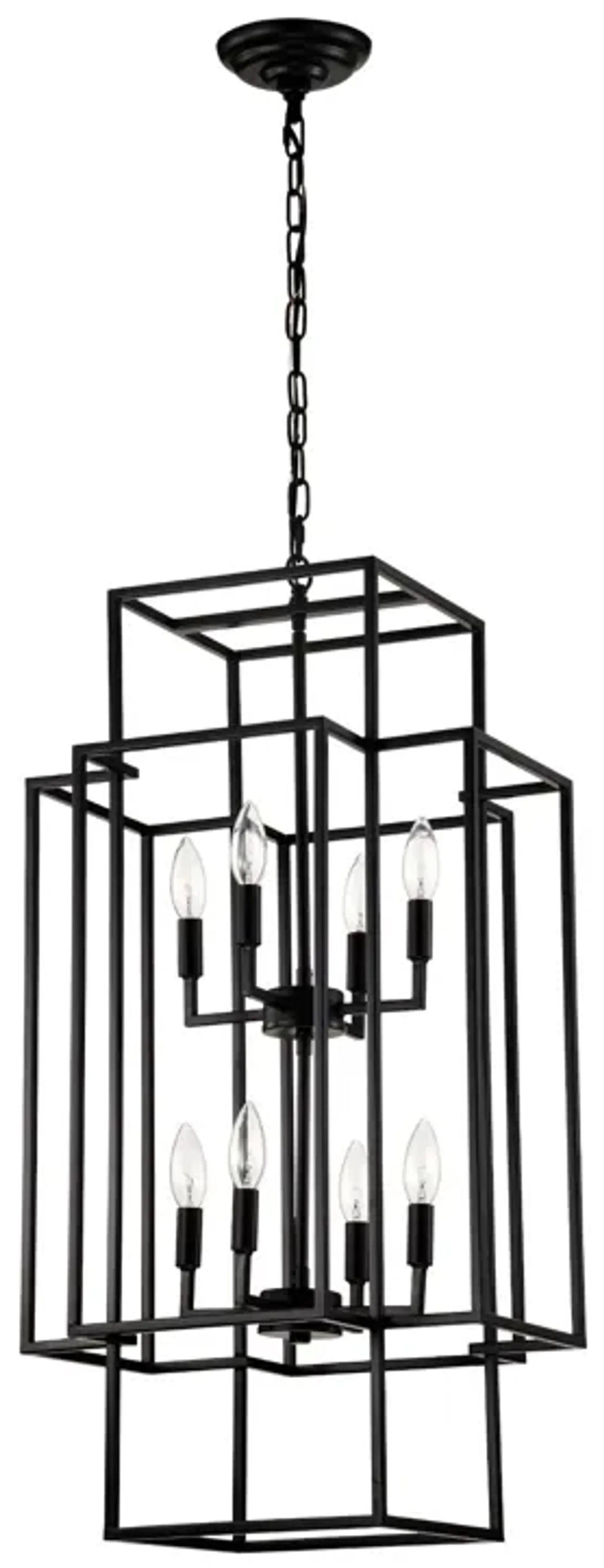 8 Light Lantern Chandelier Lighting, Entryway Chandeliers For High Ceilings, Chandeliers For Dining Room, Foyer, Entry, Staircase, Hallway, Height Adjustable (E12 Bulbs Not Included)