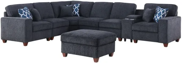 Gina - Sectional Sofa With Ottoman - Black
