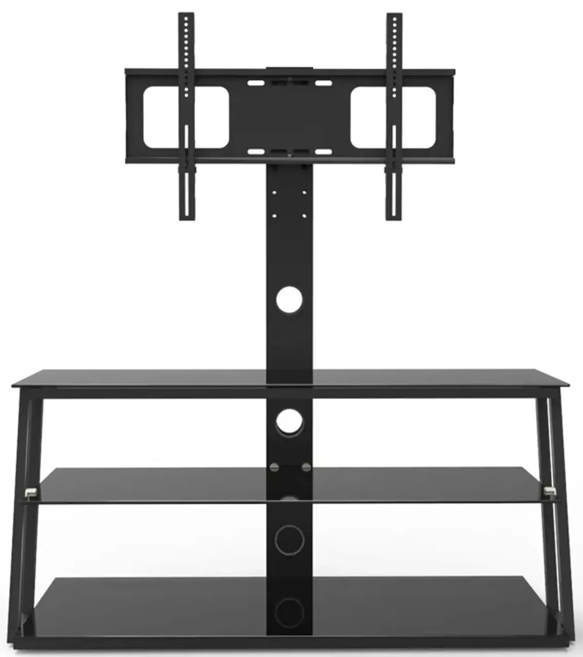 Multi-Function Angle And Height Adjustable Tempered Glass TV Stand - Black