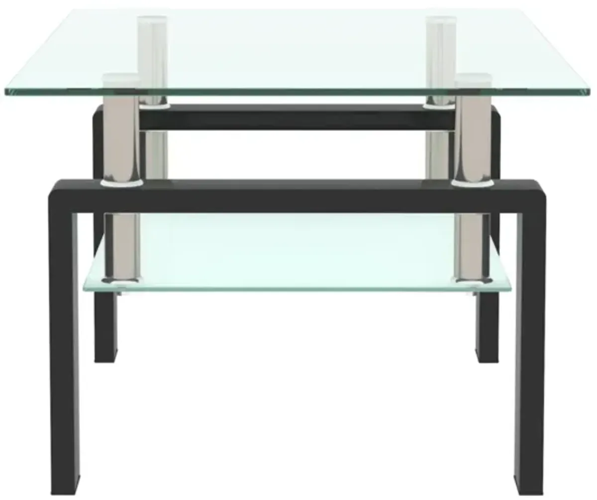 Rectangle Coffee Table, Modern Side Center Tables For Furniture - Clear / Black