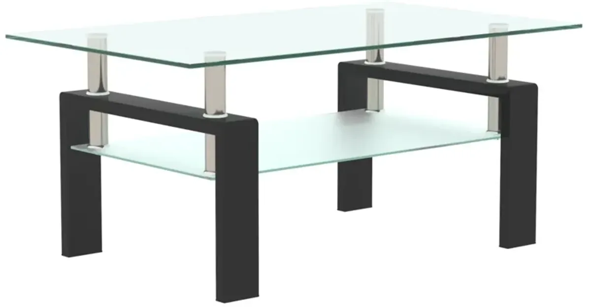 Rectangle Coffee Table, Modern Side Center Tables For Furniture - Clear / Black