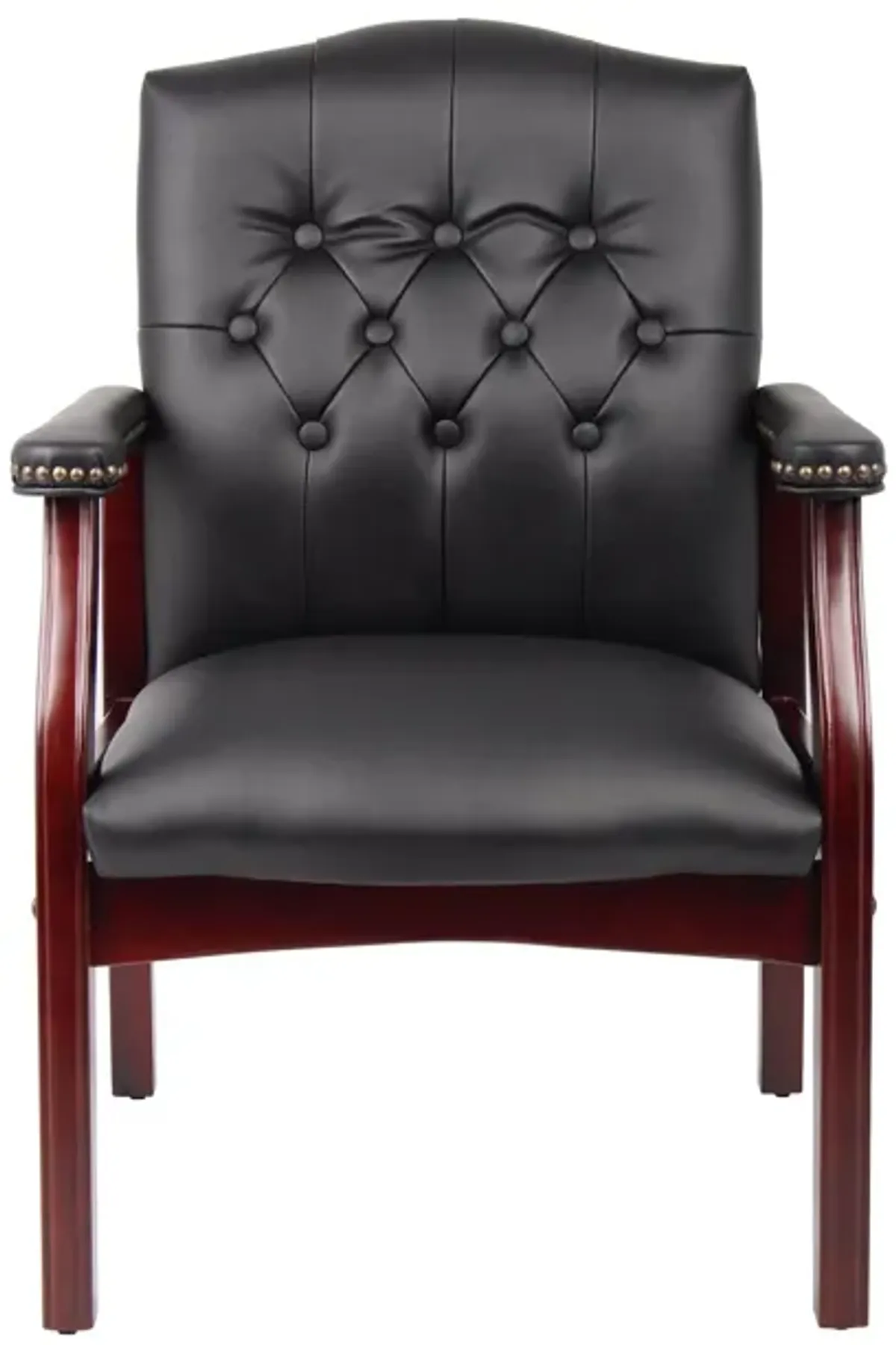 Leather Reception Guest Chairs With Padded Seat And Arms Ergonomic Mid-Back Office Executive Side Chair For Meeting Waiting Room Conference Office Guest Chairs - Black