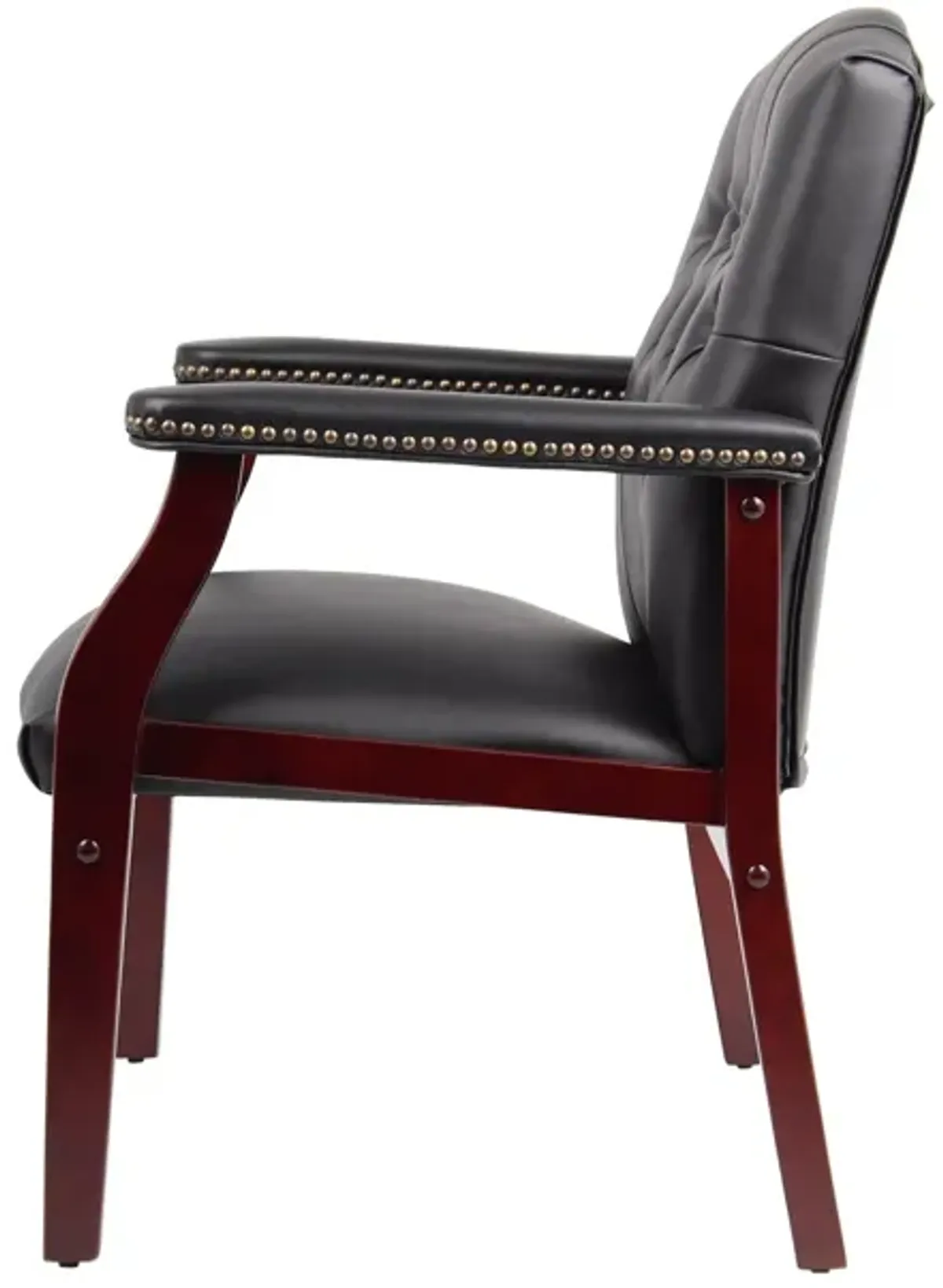 Leather Reception Guest Chairs With Padded Seat And Arms Ergonomic Mid-Back Office Executive Side Chair For Meeting Waiting Room Conference Office Guest Chairs - Black