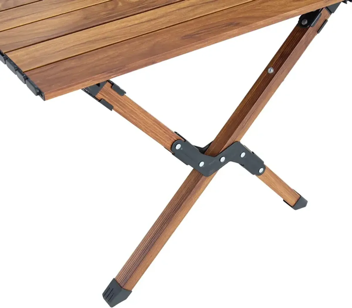 Folding Outdoor Table, Lightweight Aluminum Roll-Up Rectangular Table For Indoor, Outdoor Camping, Picnics, Beach, Backyard, Bbq, Party, Patio - Brown