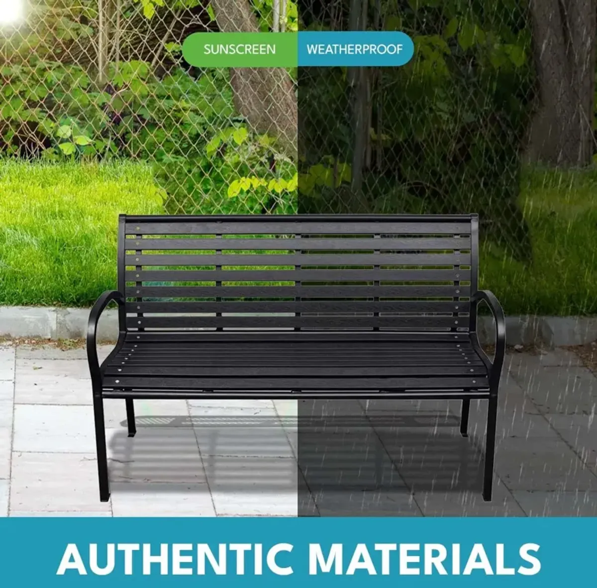 Patio Bench Steel - Black