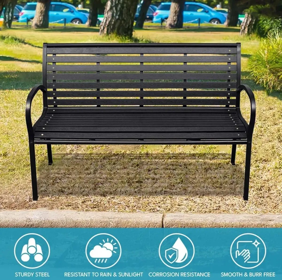 Patio Bench Steel - Black