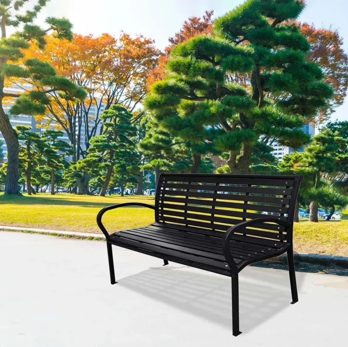 Patio Bench Steel - Black