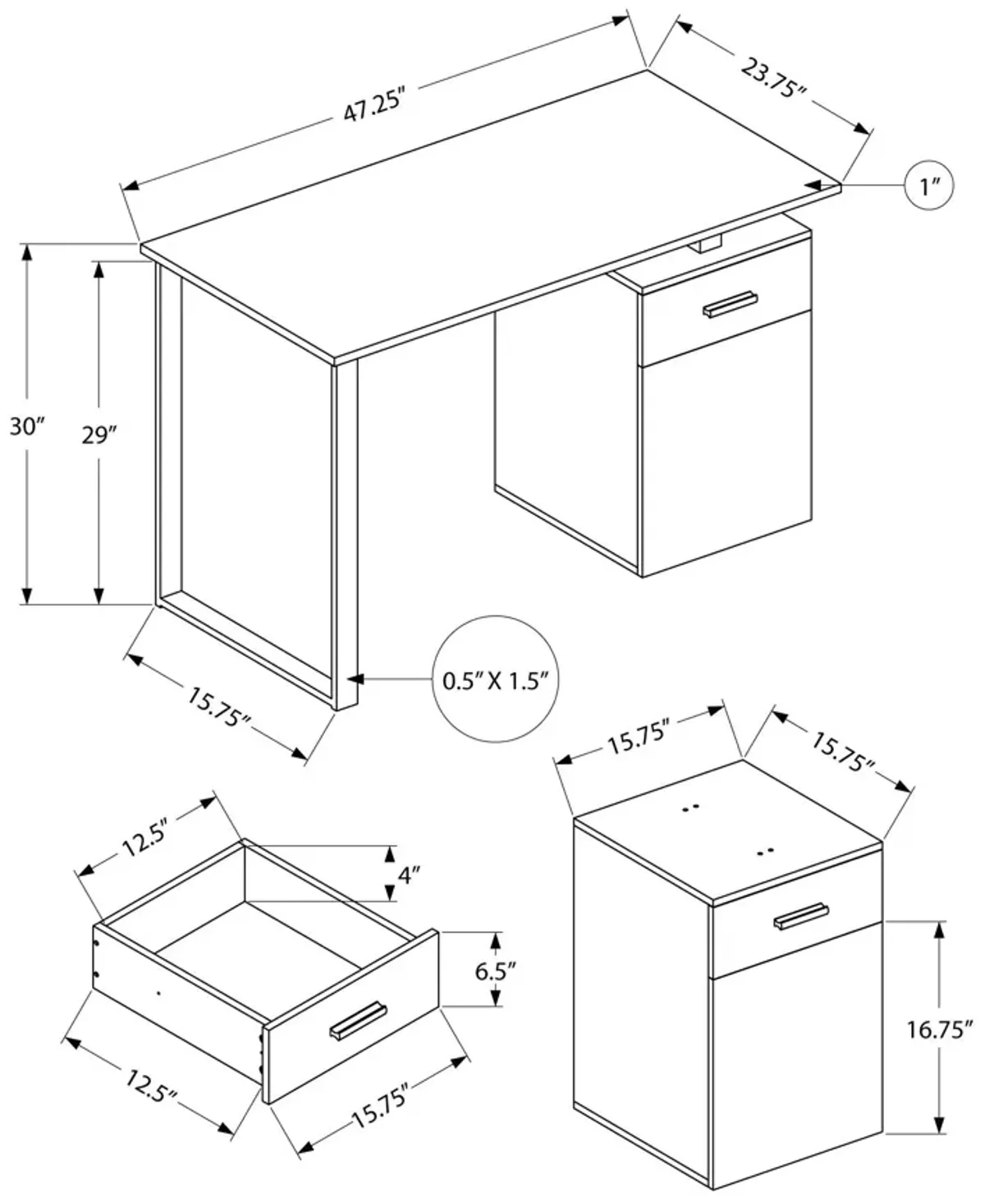 Computer Desk, Home Office, Laptop, Left, Right Set-Up, Storage Drawers, Work, Marble Look Laminate, Contemporary, Modern - White