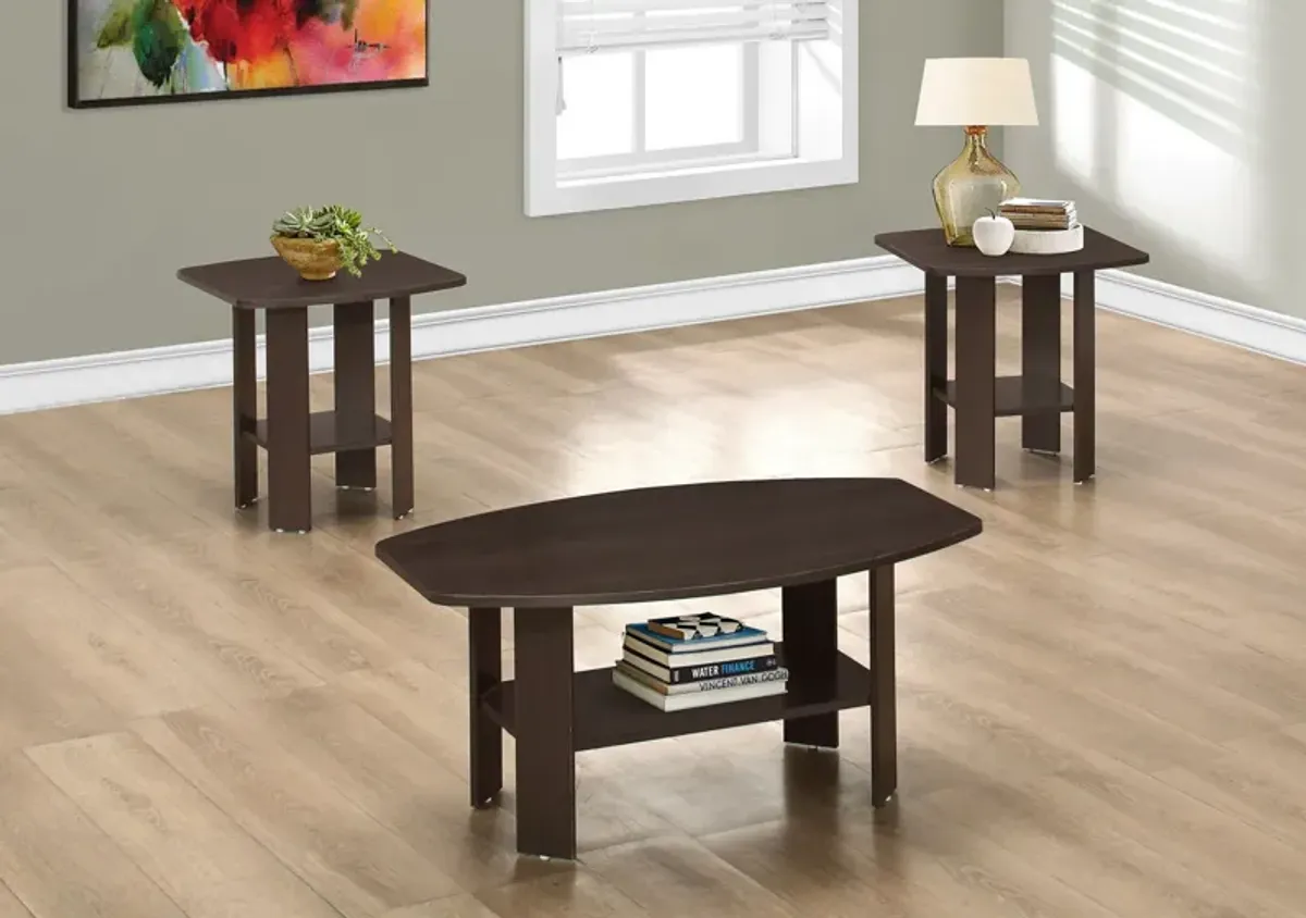 Table Set: Coffee, End, Side, Accent, Living Room, Transitional (Set of 3) - Espresso