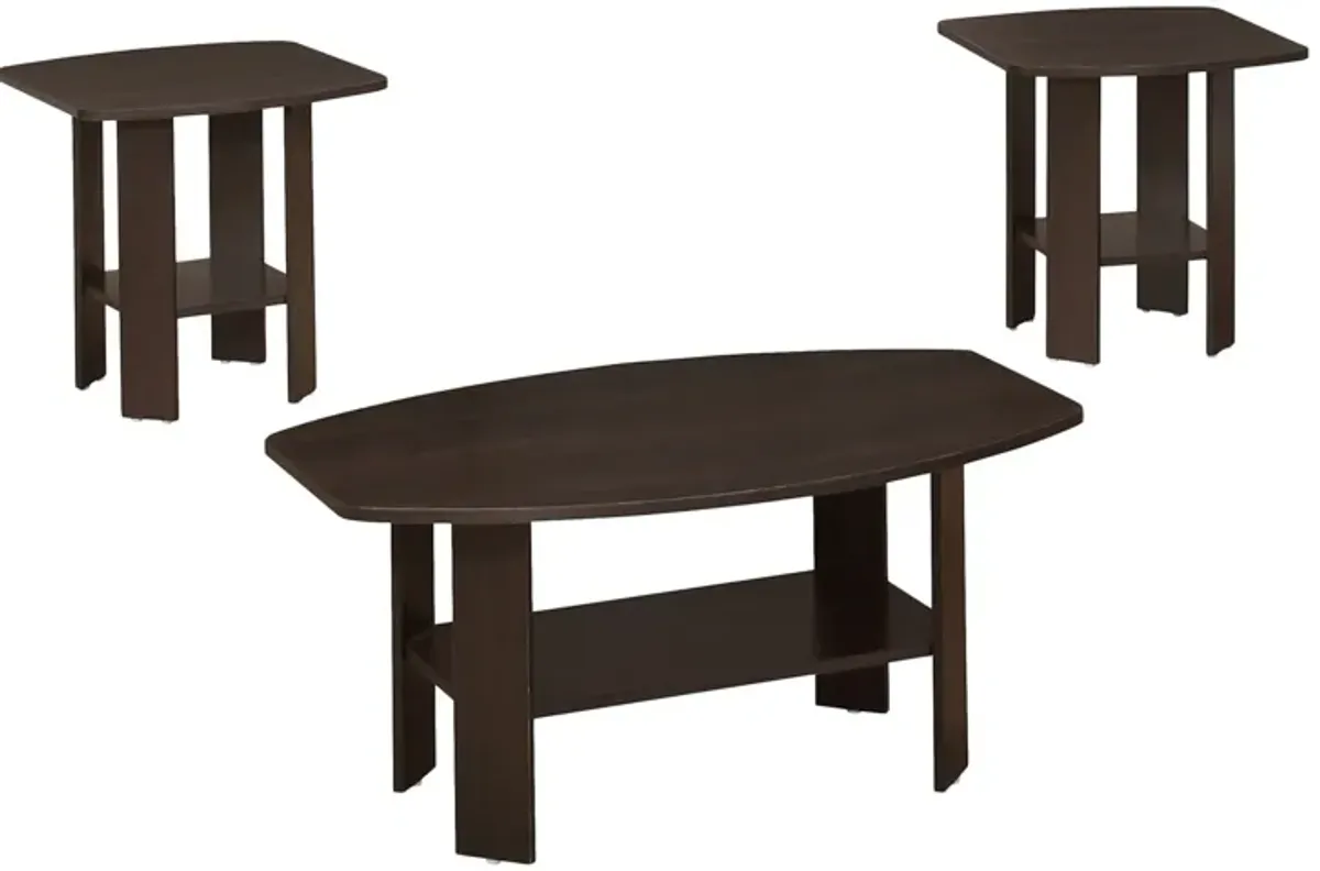 Table Set: Coffee, End, Side, Accent, Living Room, Transitional (Set of 3) - Espresso