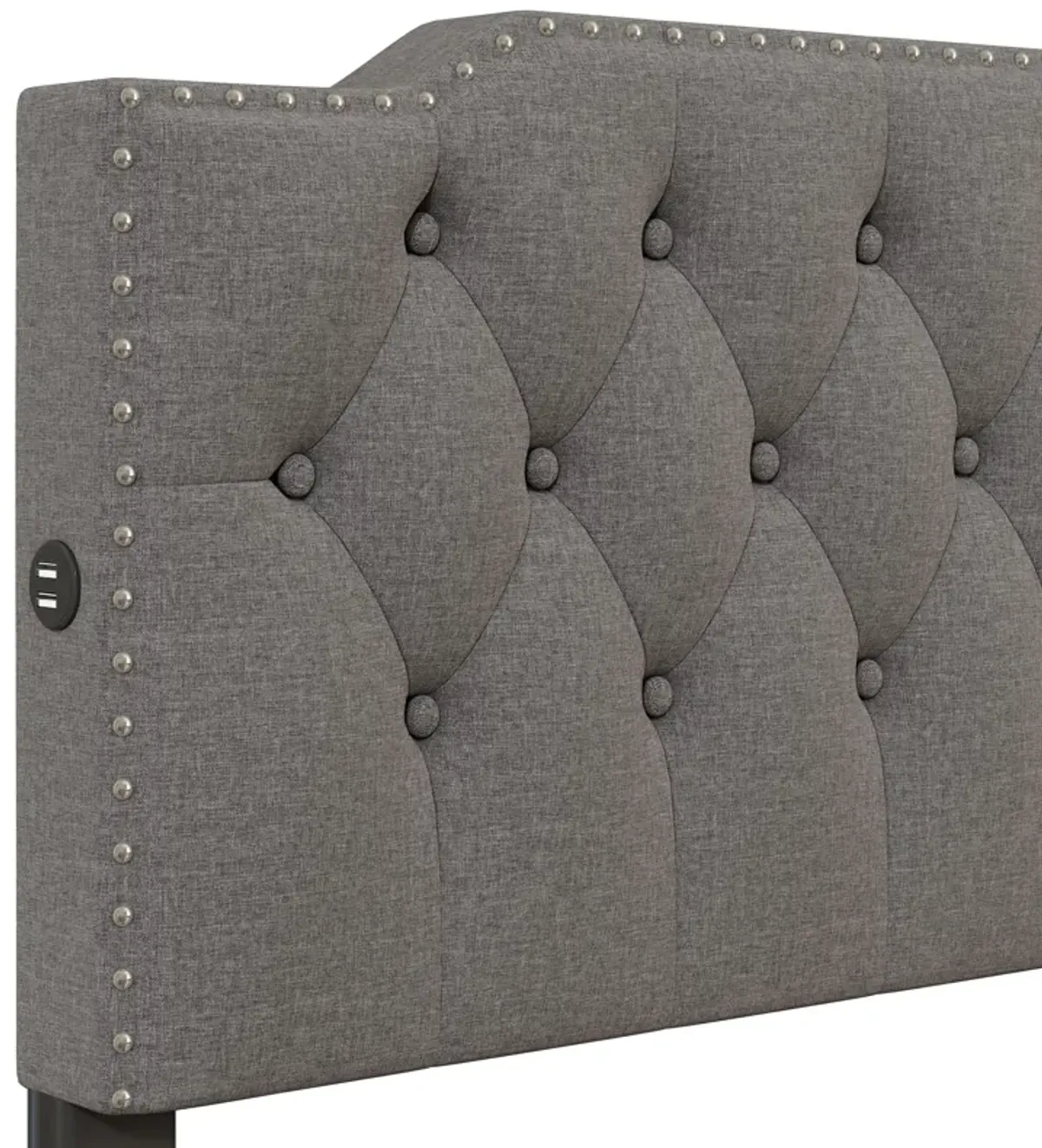 Upholstered Platform Bed With 2 Drawers And 2 Sets Of USB Ports On Each Side, Linen Fabric