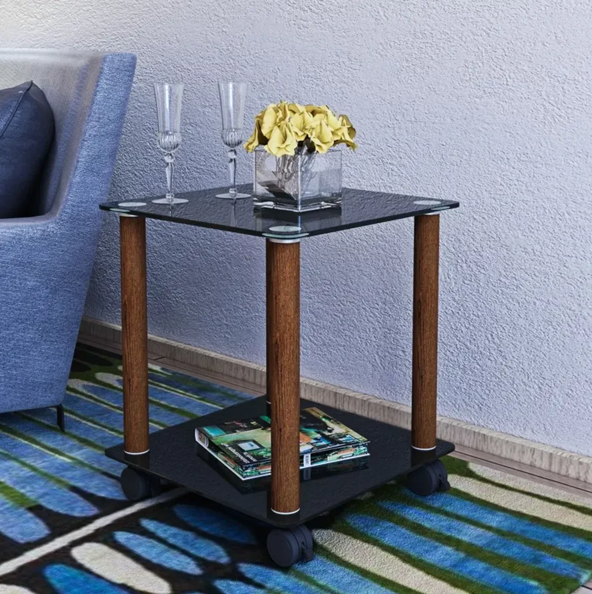 Side Table, 2 Tier Space End Table, Modern Night Stand, Sofa Table, Side Table With Storage Shelve