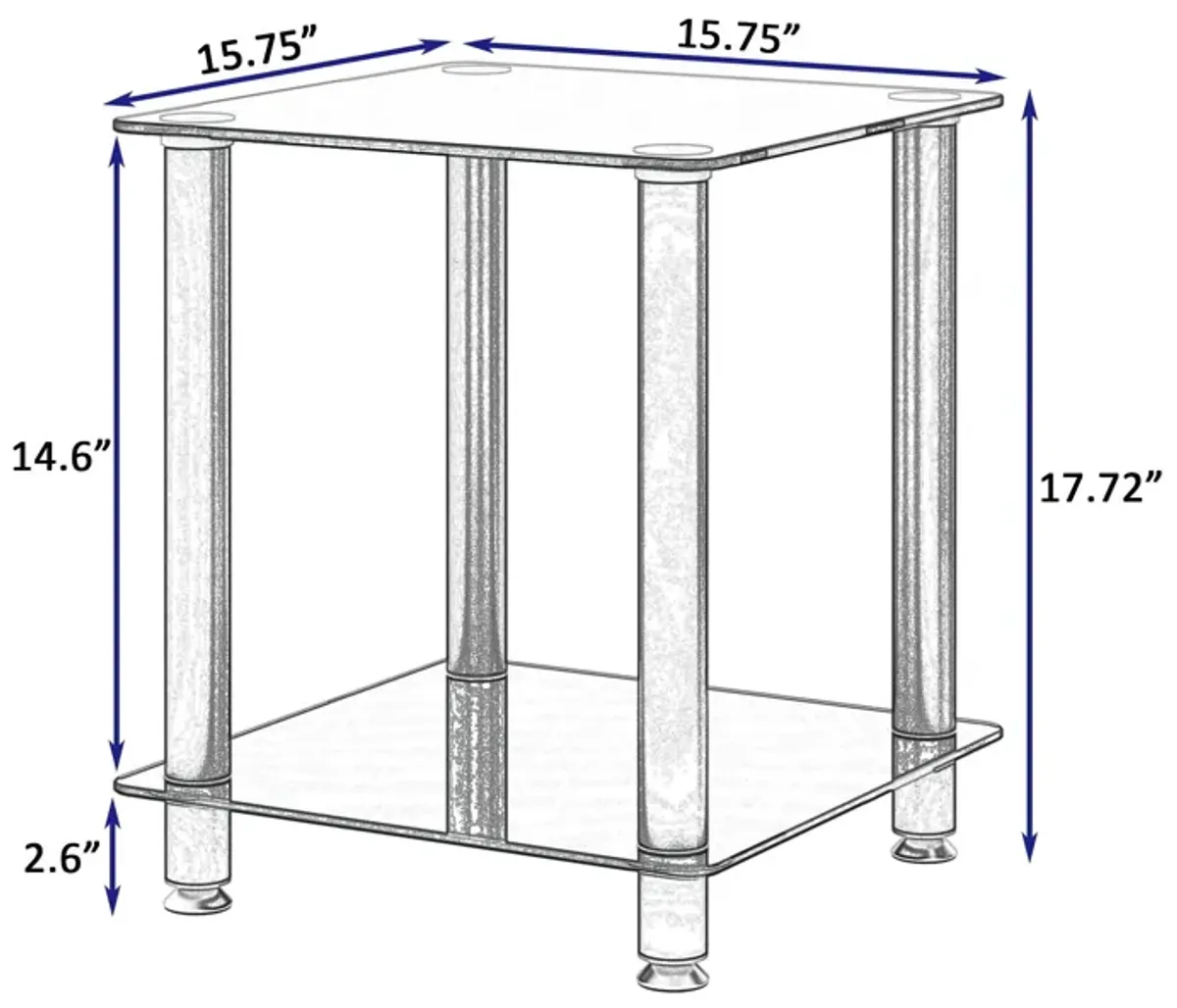 Side Table, 2 Tier Space End Table, Modern Night Stand, Sofa Table, Side Table With Storage Shelve