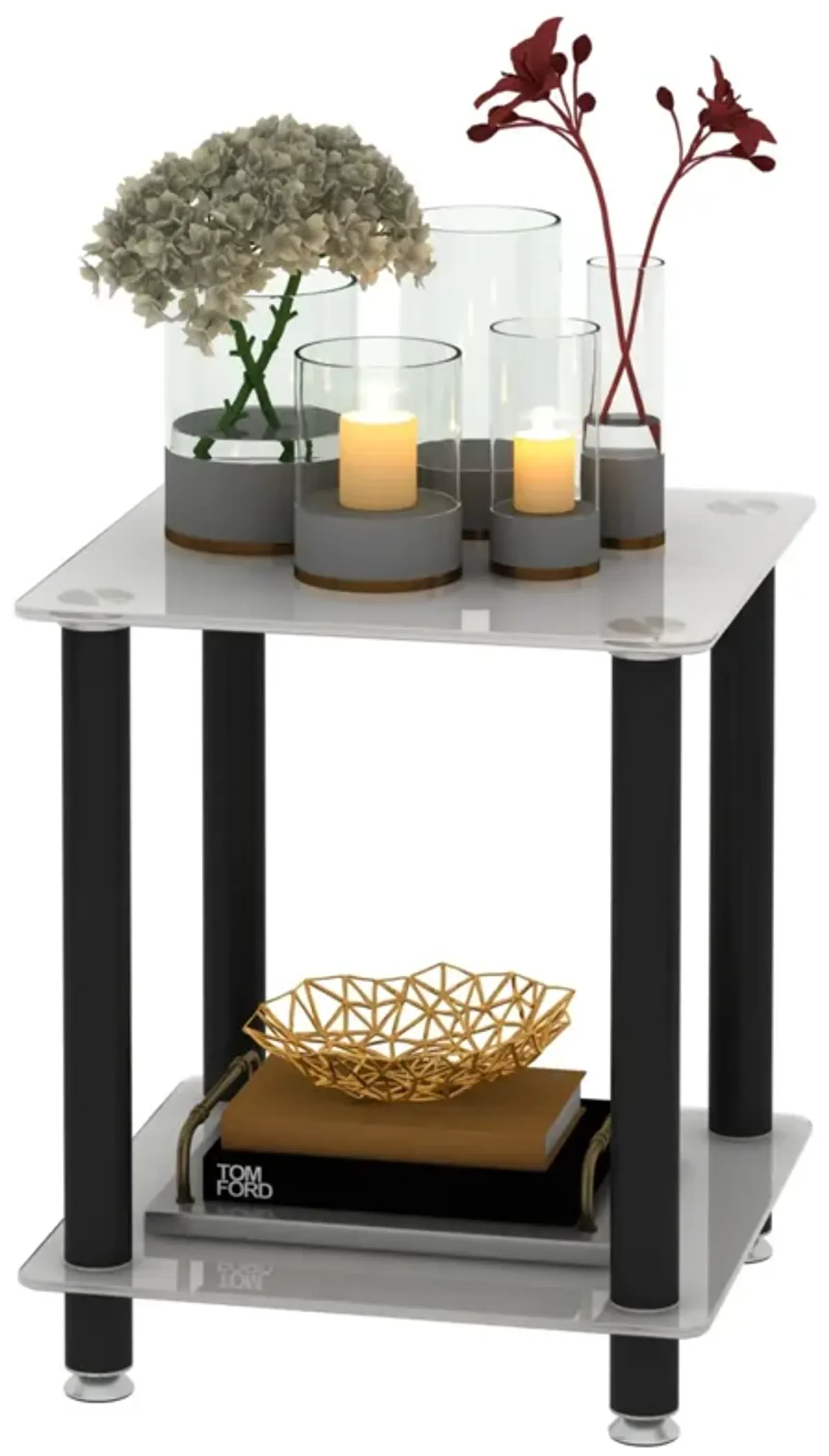 Side Table, 2 Tier Space End Table, Modern Night Stand, Sofa Table, Side Table With Storage Shelve