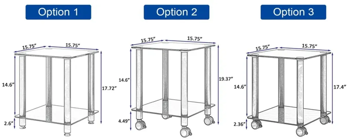 Side Table, 2 Tier Space End Table, Modern Night Stand, Sofa Table, Side Table With Storage Shelve