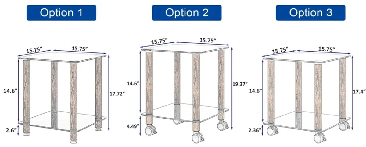 Side Table, 2 Tier Space End Table, Modern Night Stand, Sofa Table, Side Table With Storage Shelve