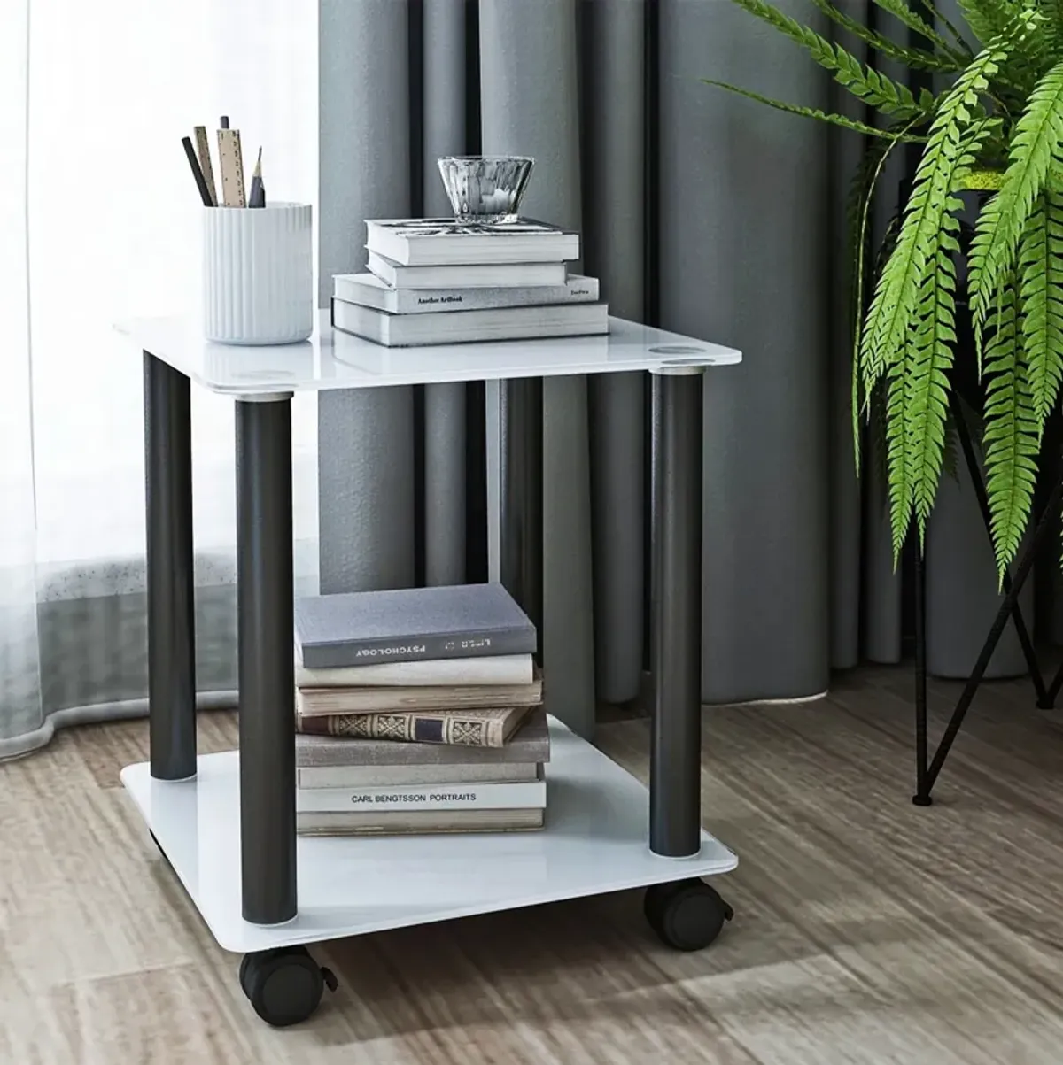 Side Table, 2 Tier Space End Table, Modern Night Stand, Sofa Table, Side Table With Storage Shelve