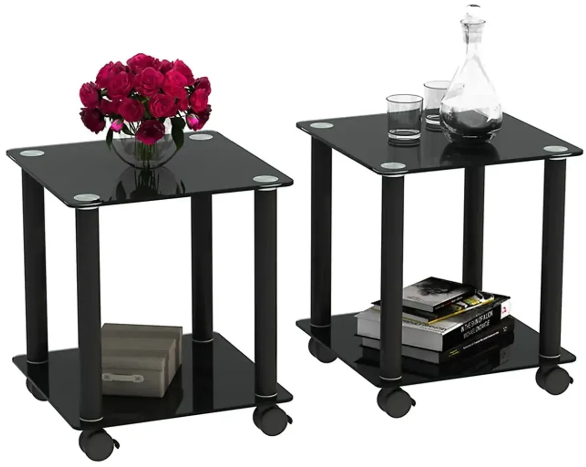 Side Table, 2 Tier Space End Table, Modern Night Stand, Sofa Table, Side Table With Storage Shelve