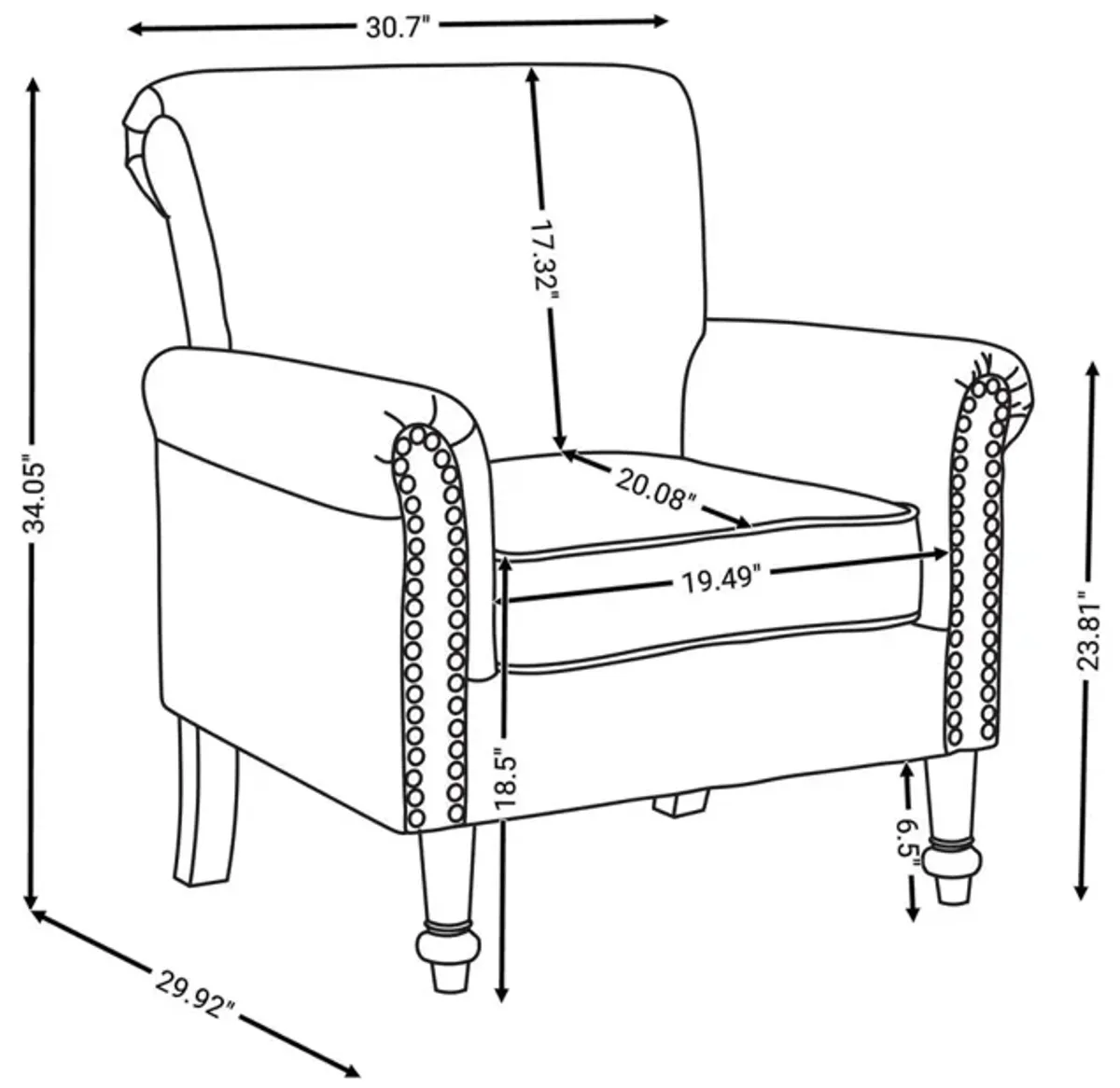 Mid-Century Modern Accent Chair, Linen Armchair With Tufted Back / Wood Legs, Upholstered Lounge Arm Chair Single Sofa For Living Room Bedroom