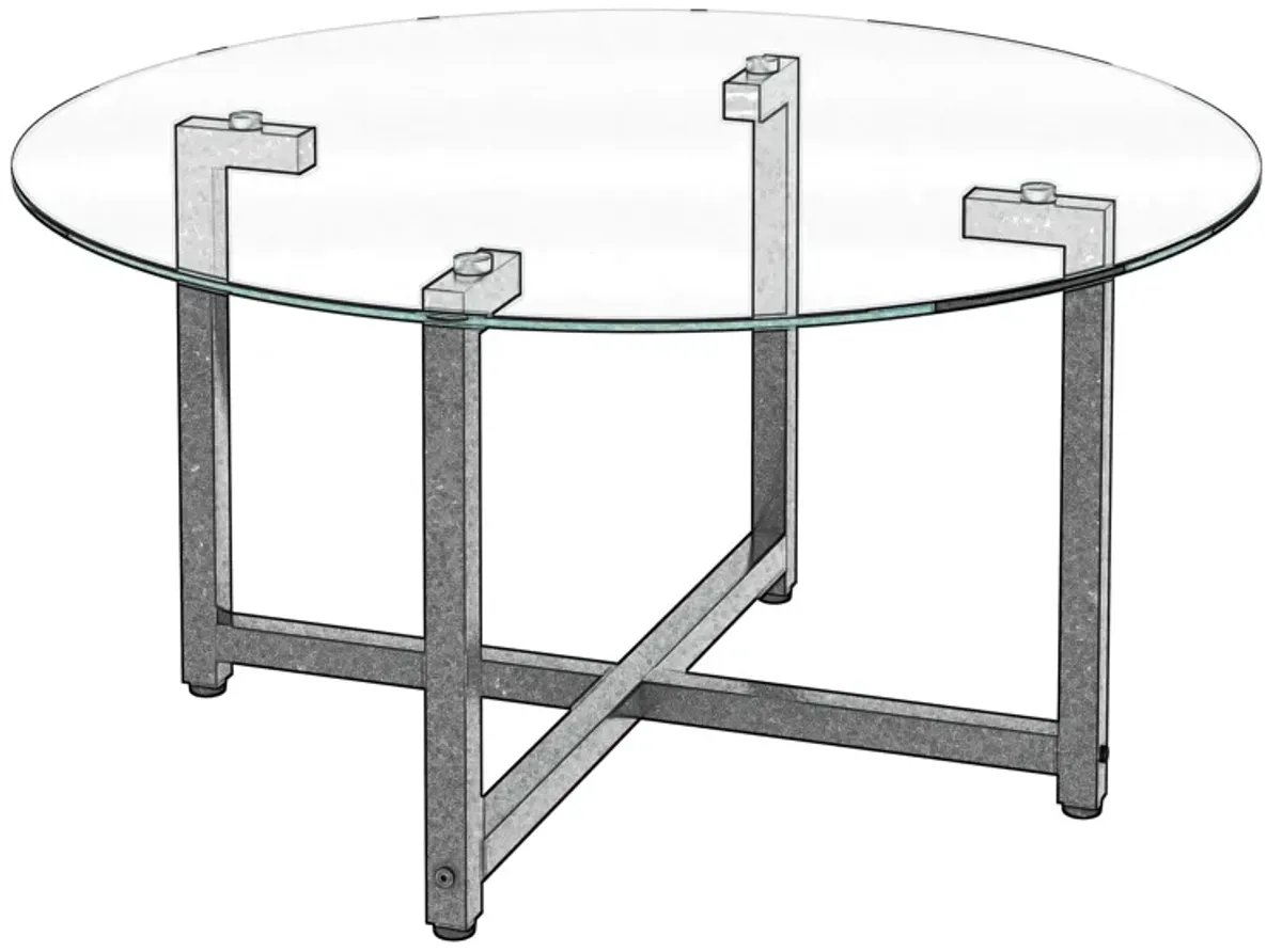 JWS Round Glass Coffee Table, Clear Coffee Table, Modern Side Center Tables For Living Room