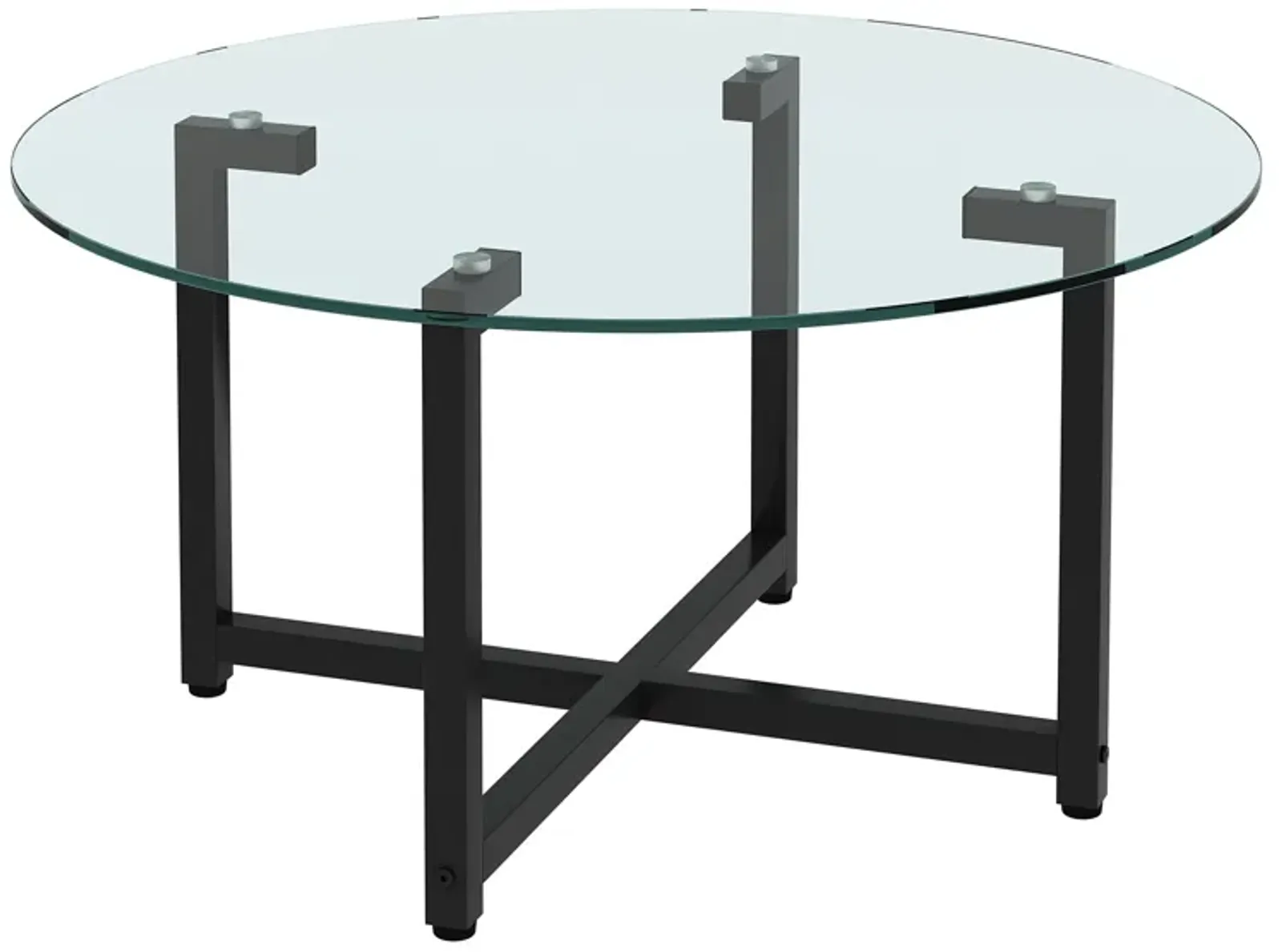 JWS Round Glass Coffee Table, Clear Coffee Table, Modern Side Center Tables For Living Room