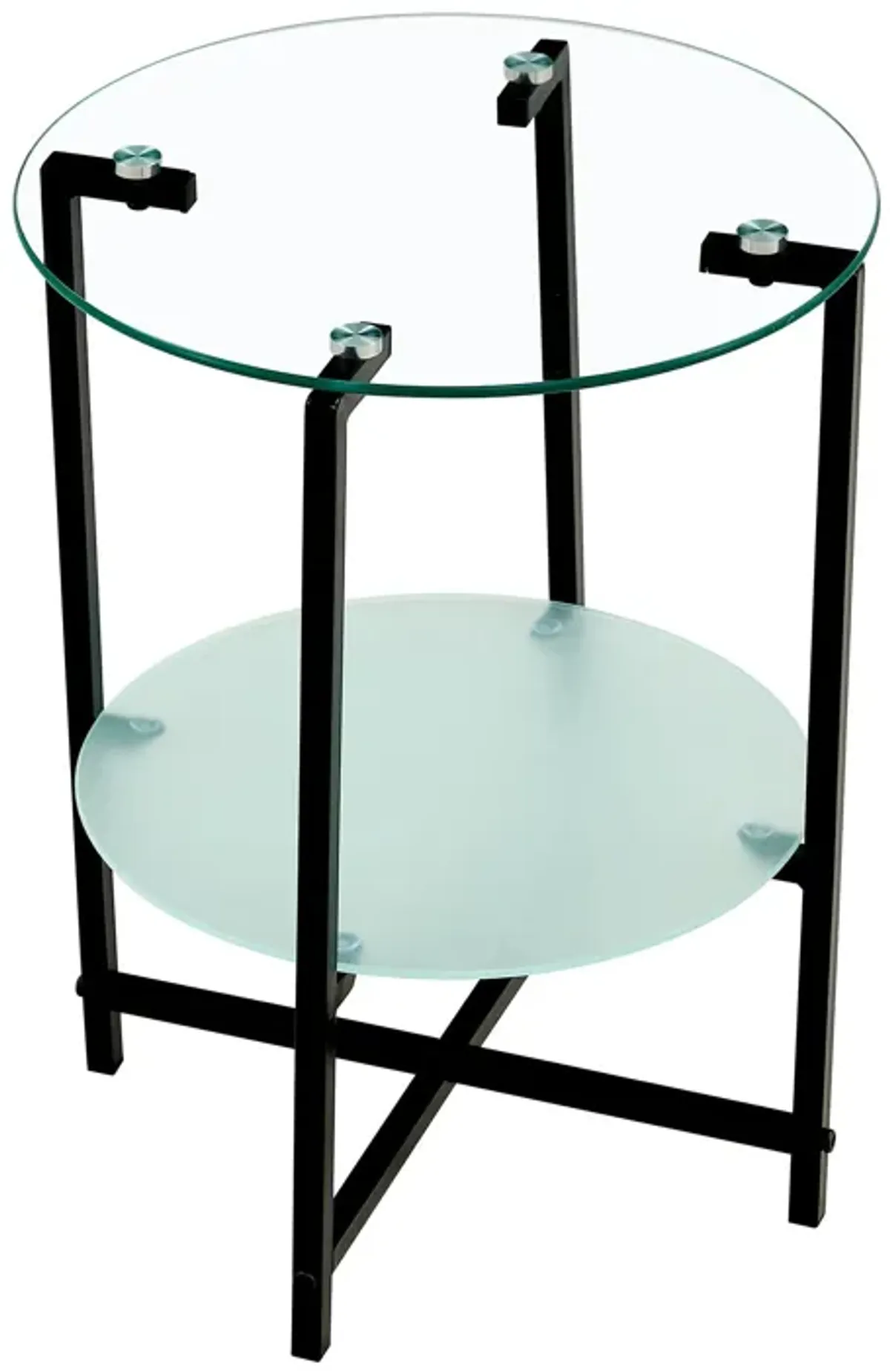 JWS Tempered Glass End Table (Set of 2) , Round Coffee Table For Bedroom Living Room Office - Black